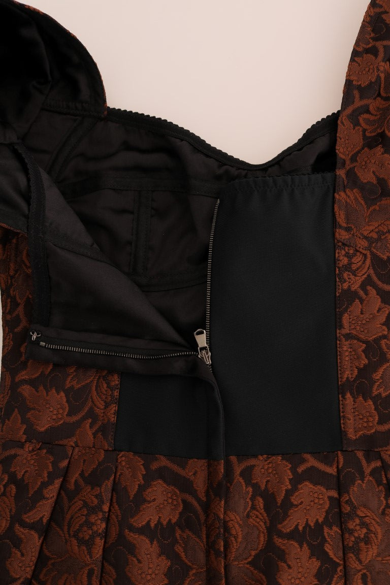Chic Brown Mini Wool Blend Dress by Dolce & Gabbana