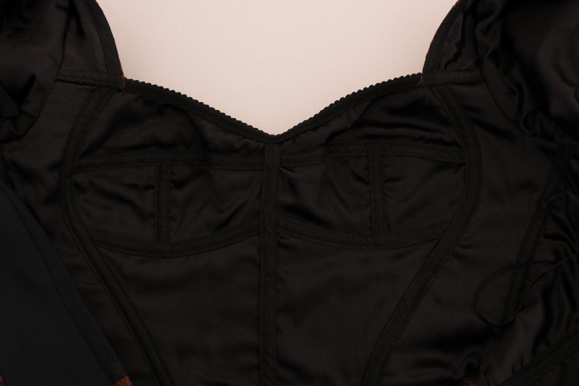 Chic Brown Mini Wool Blend Dress by Dolce & Gabbana