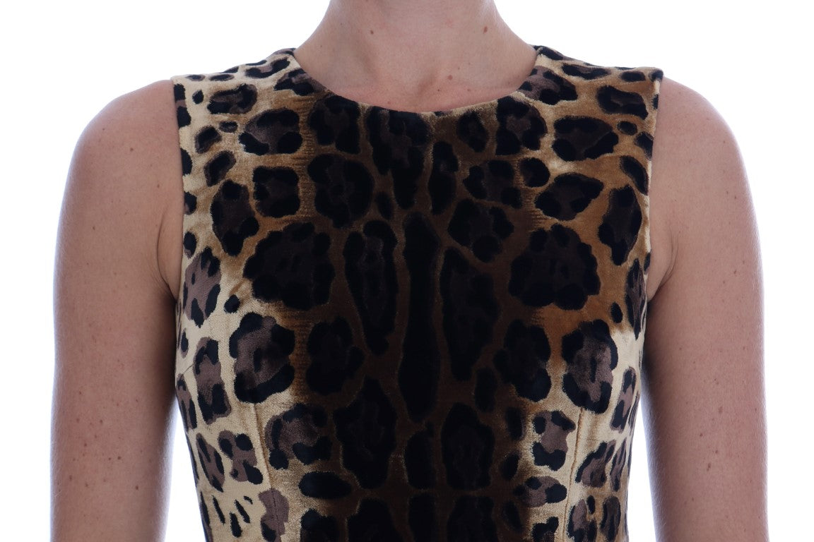 - Sleeveless Leopard Mini Sheath Dress