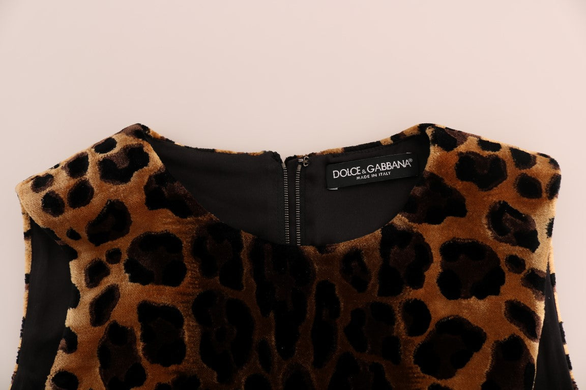 - Sleeveless Leopard Mini Sheath Dress