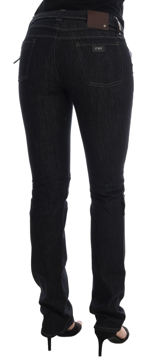 - Svelte Dark Blue Cotton Slim Jeans