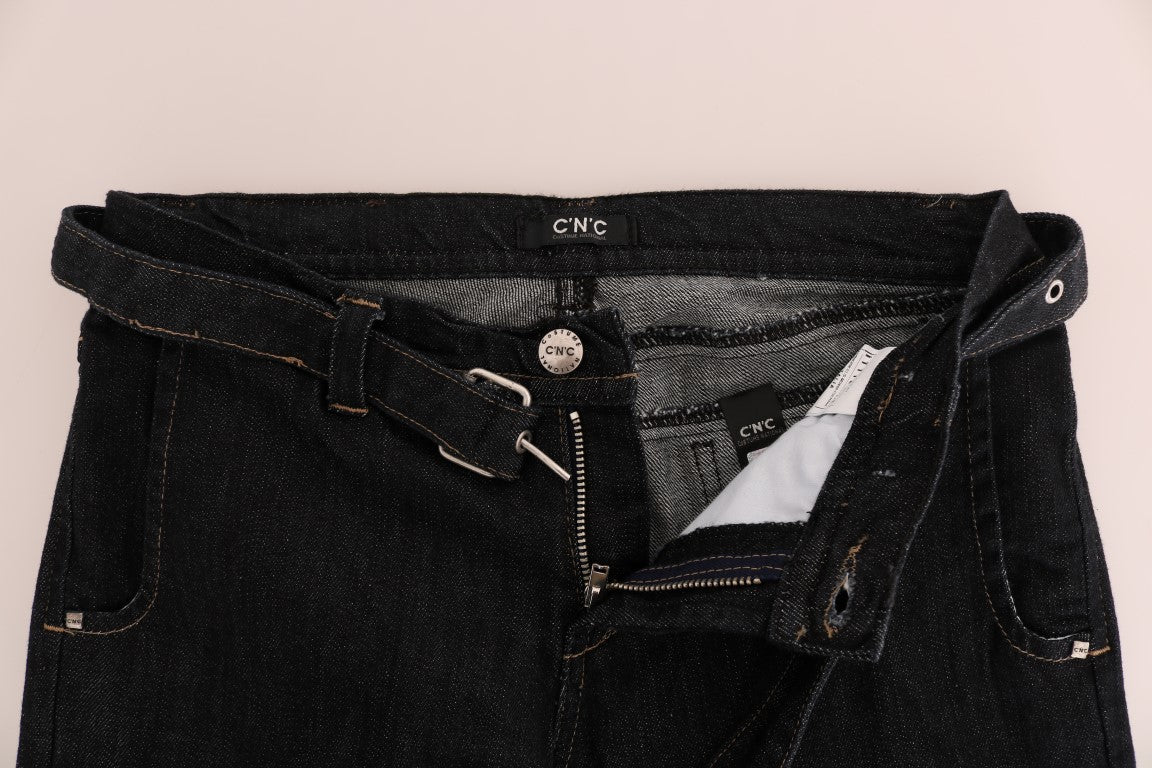 - Svelte Dark Blue Cotton Slim Jeans