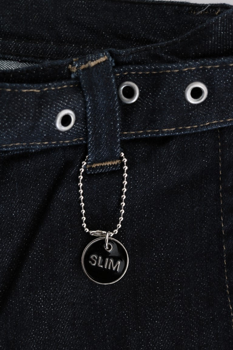 - Svelte Dark Blue Cotton Slim Jeans