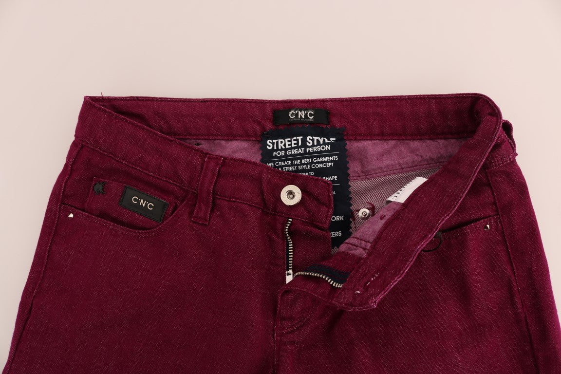 - Sleek Red Straight Fit Luxury Jeans