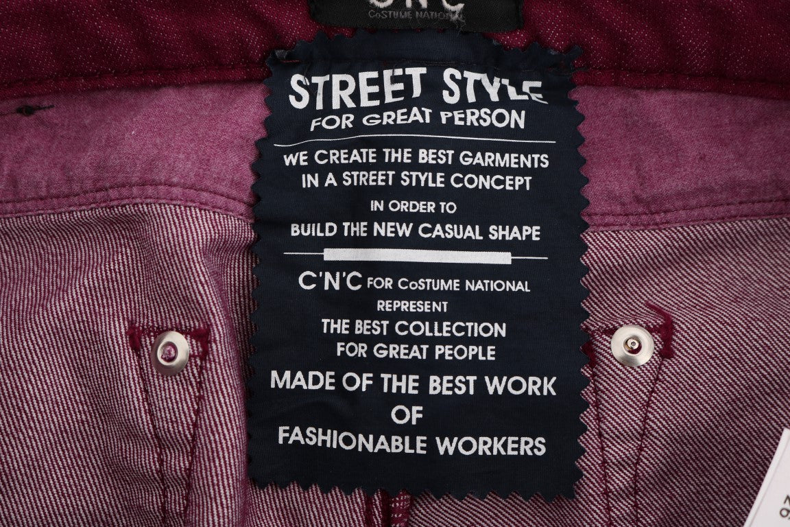 - Sleek Red Straight Fit Luxury Jeans