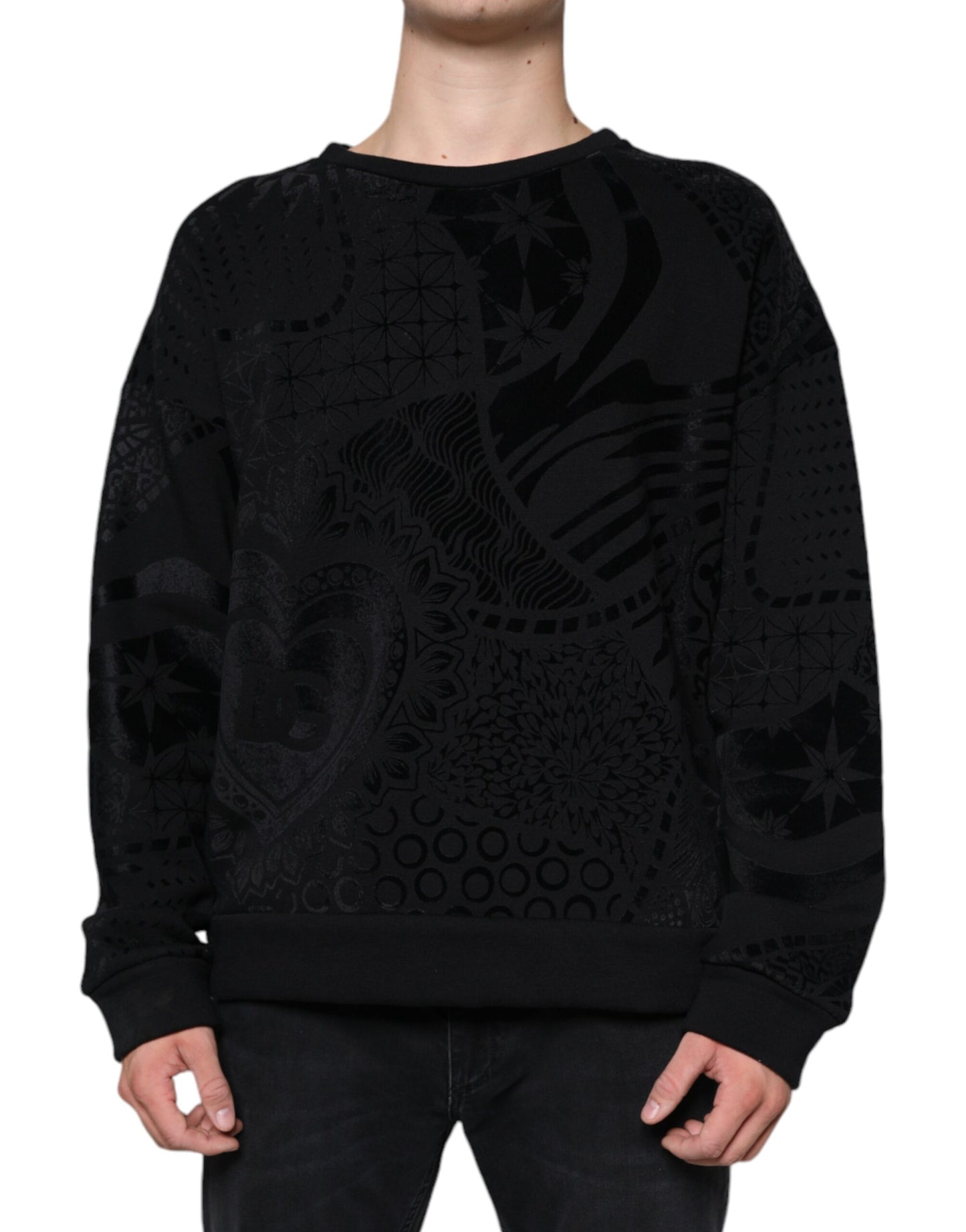 - Black Printed Crew Neck Sweatshirt Sweater