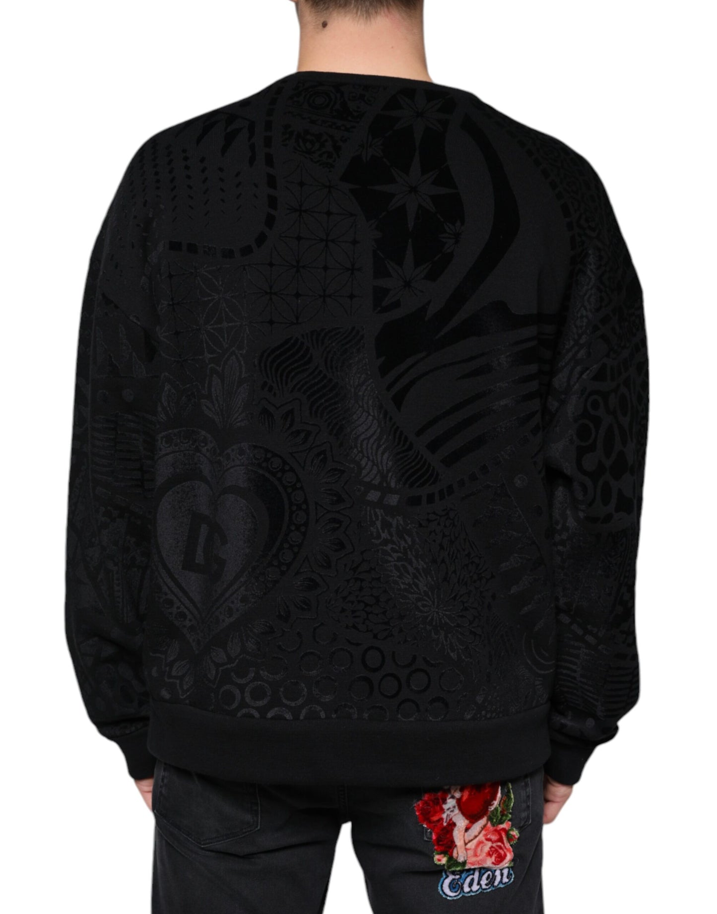 - Black Printed Crew Neck Sweatshirt Sweater