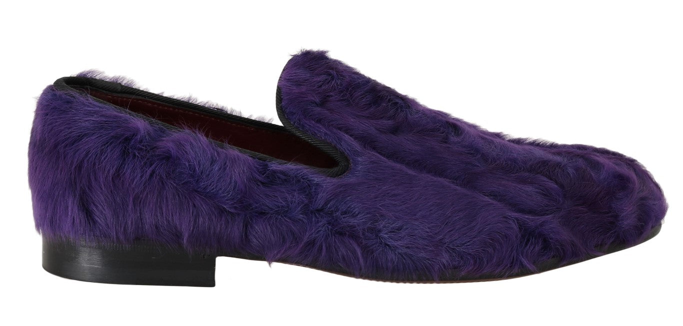 - Plush Purple Sheep Fur Loafers