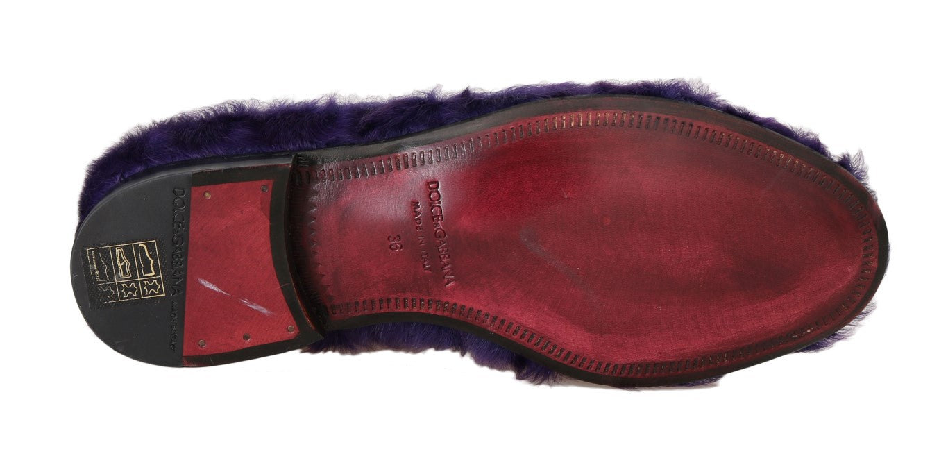- Plush Purple Sheep Fur Loafers
