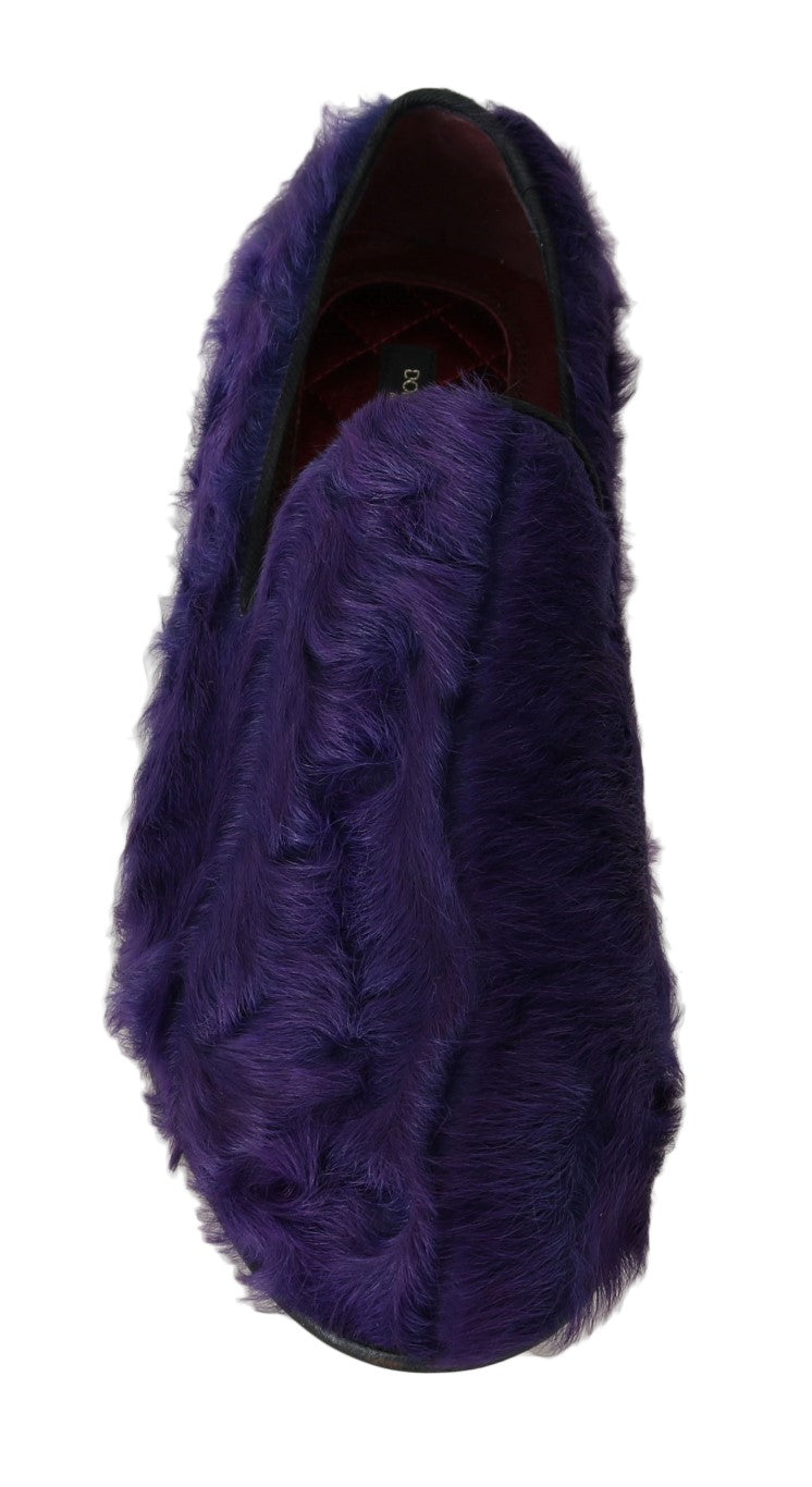 - Plush Purple Sheep Fur Loafers