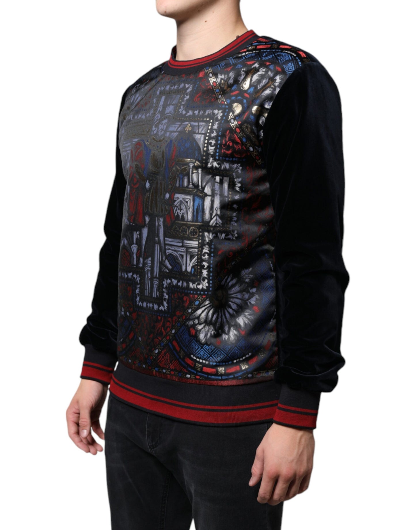 - Multicolor Jacquard Crew Neck Sweatshirt Sweater