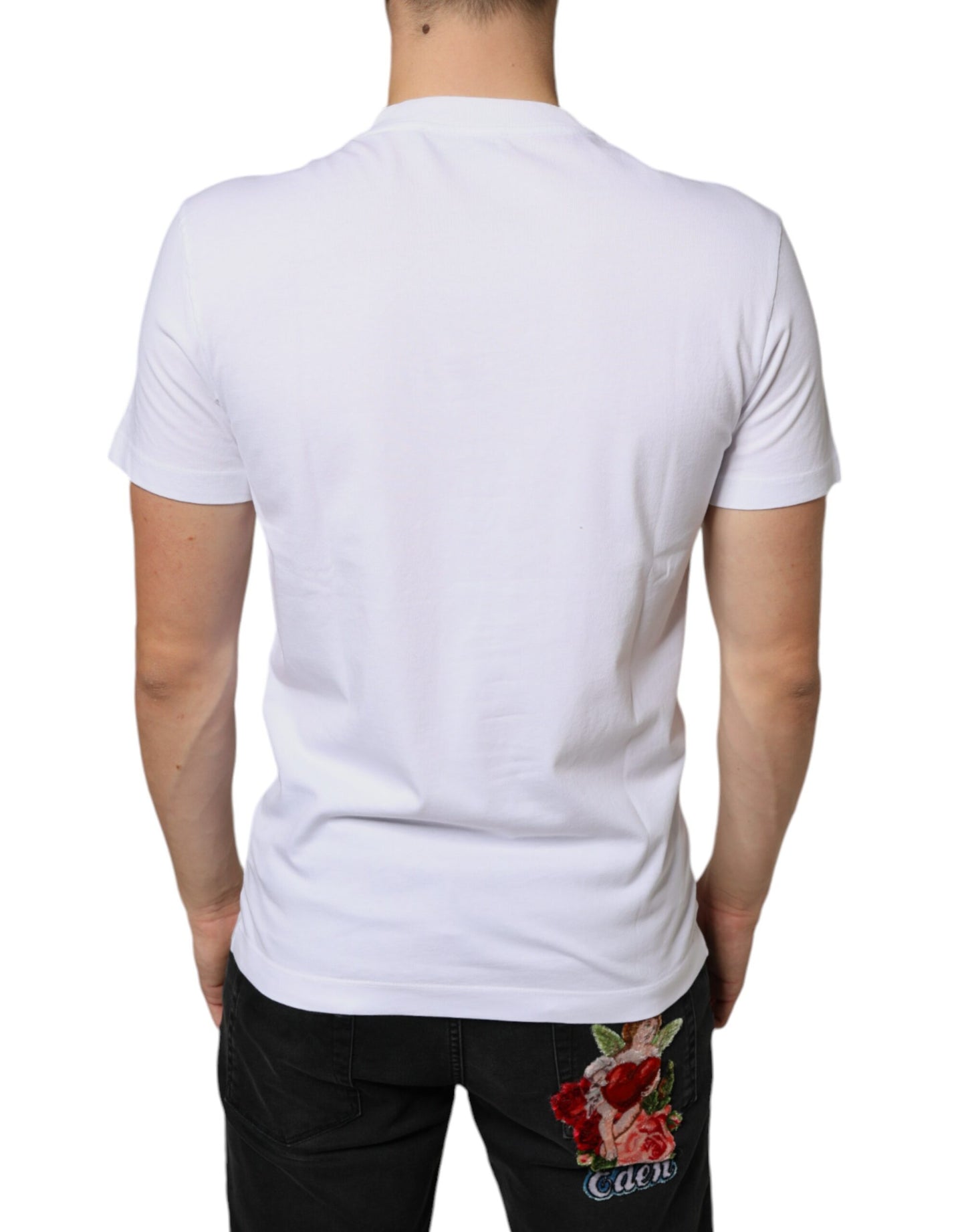 - White Cotton DG Applique Casual T-shirt