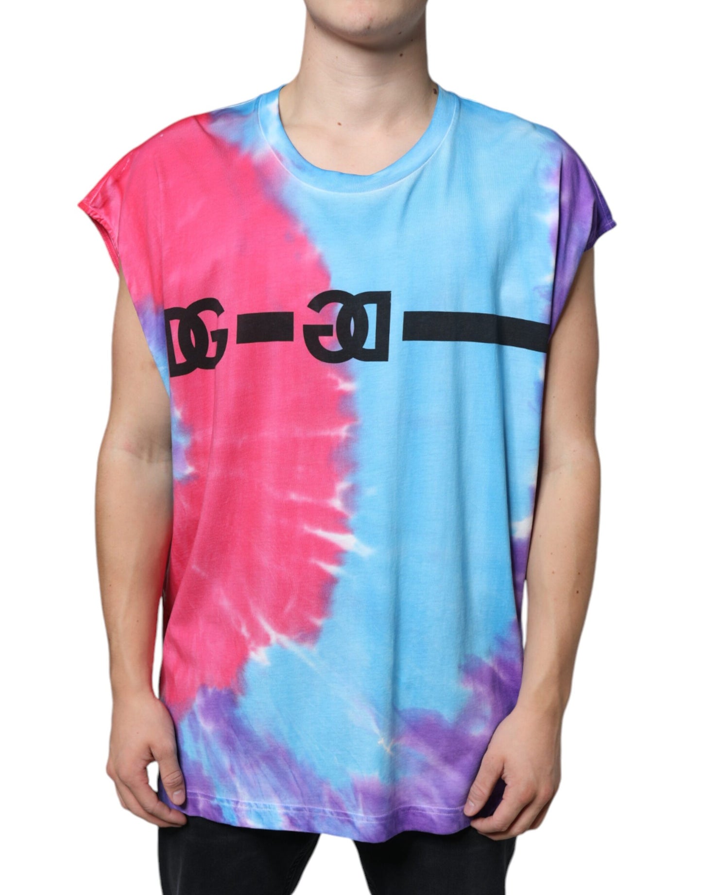 - Multicolor Tie Dye Cotton Sleeveless T-shirt