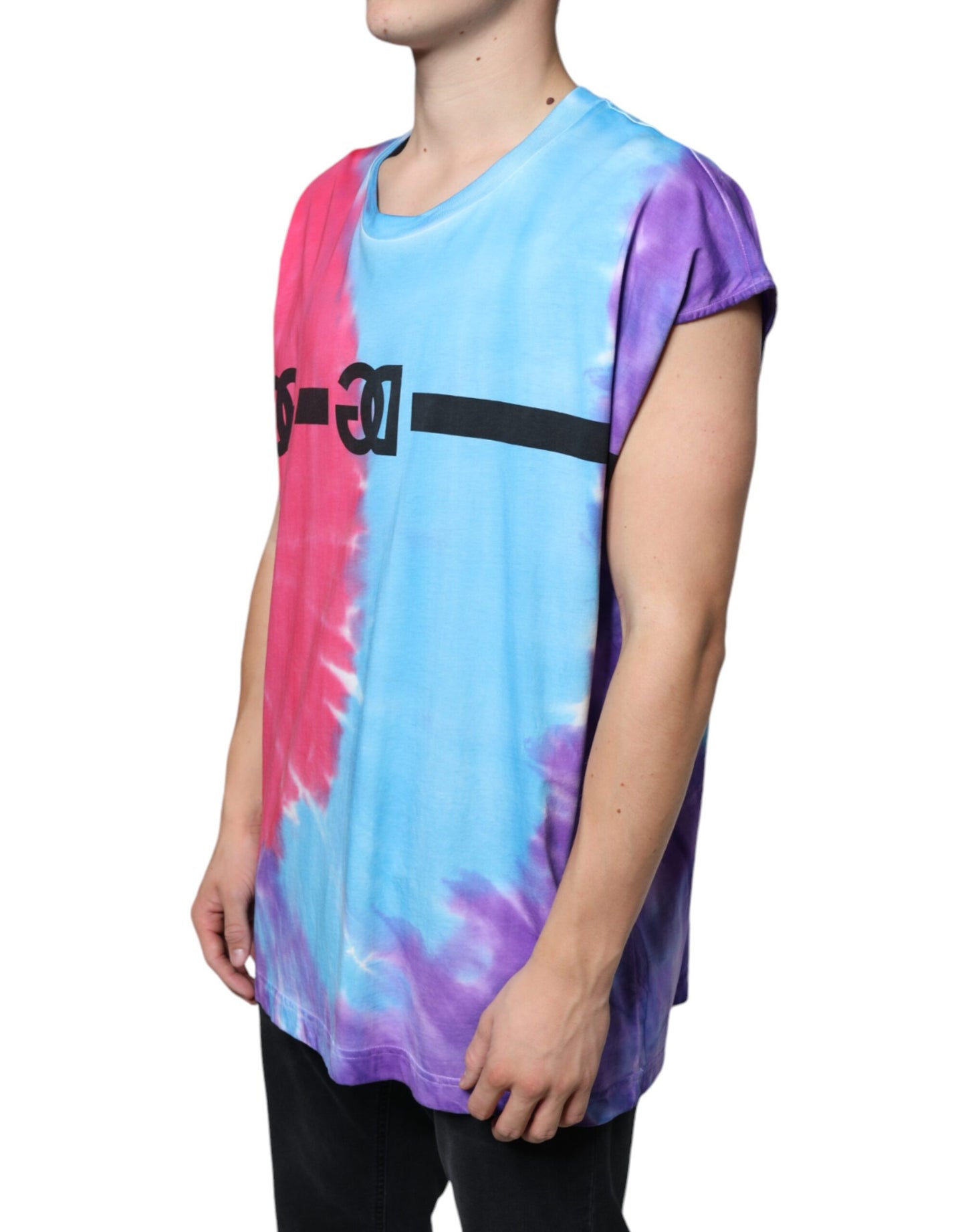 - Multicolor Tie Dye Cotton Sleeveless T-shirt