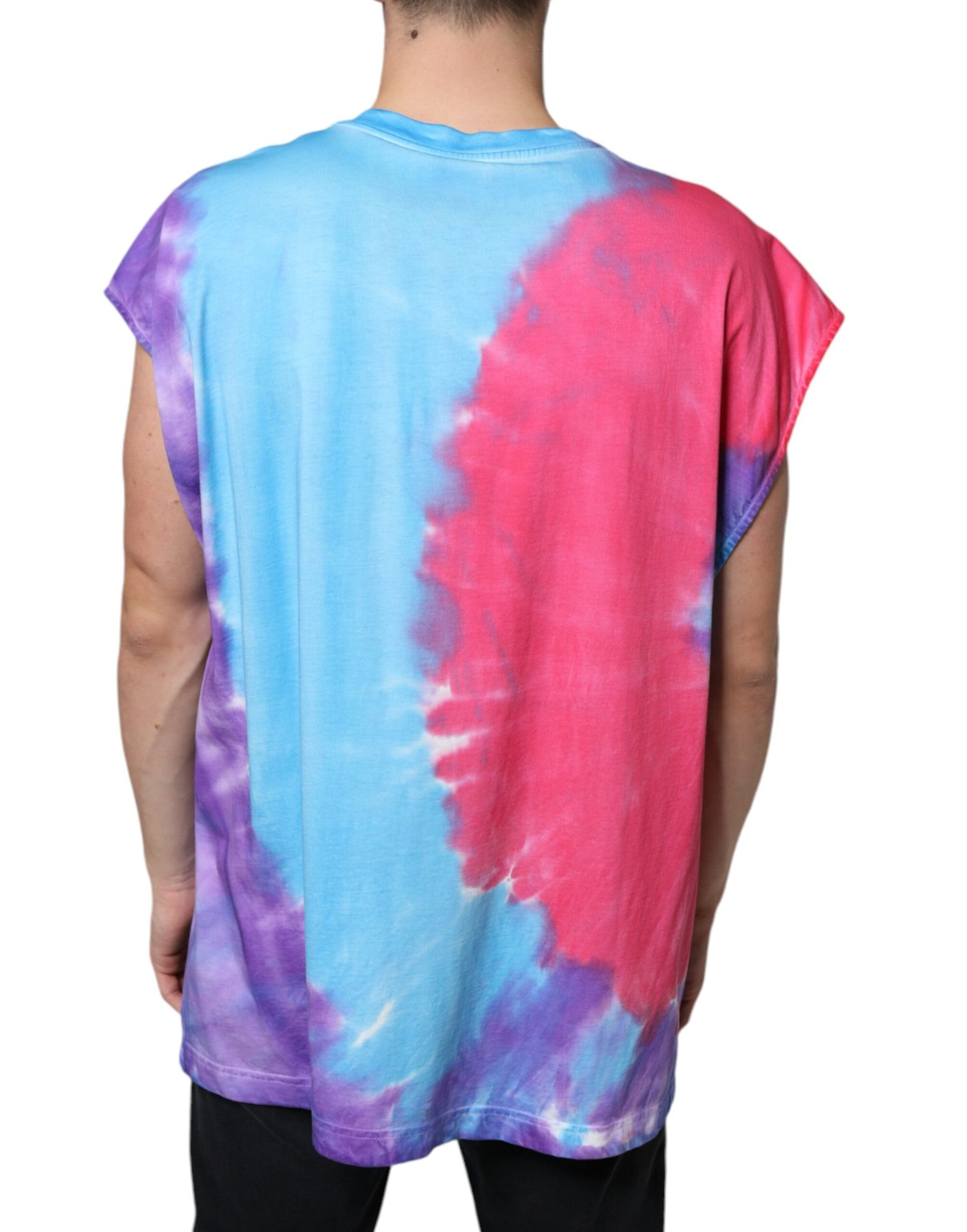 - Multicolor Tie Dye Cotton Sleeveless T-shirt