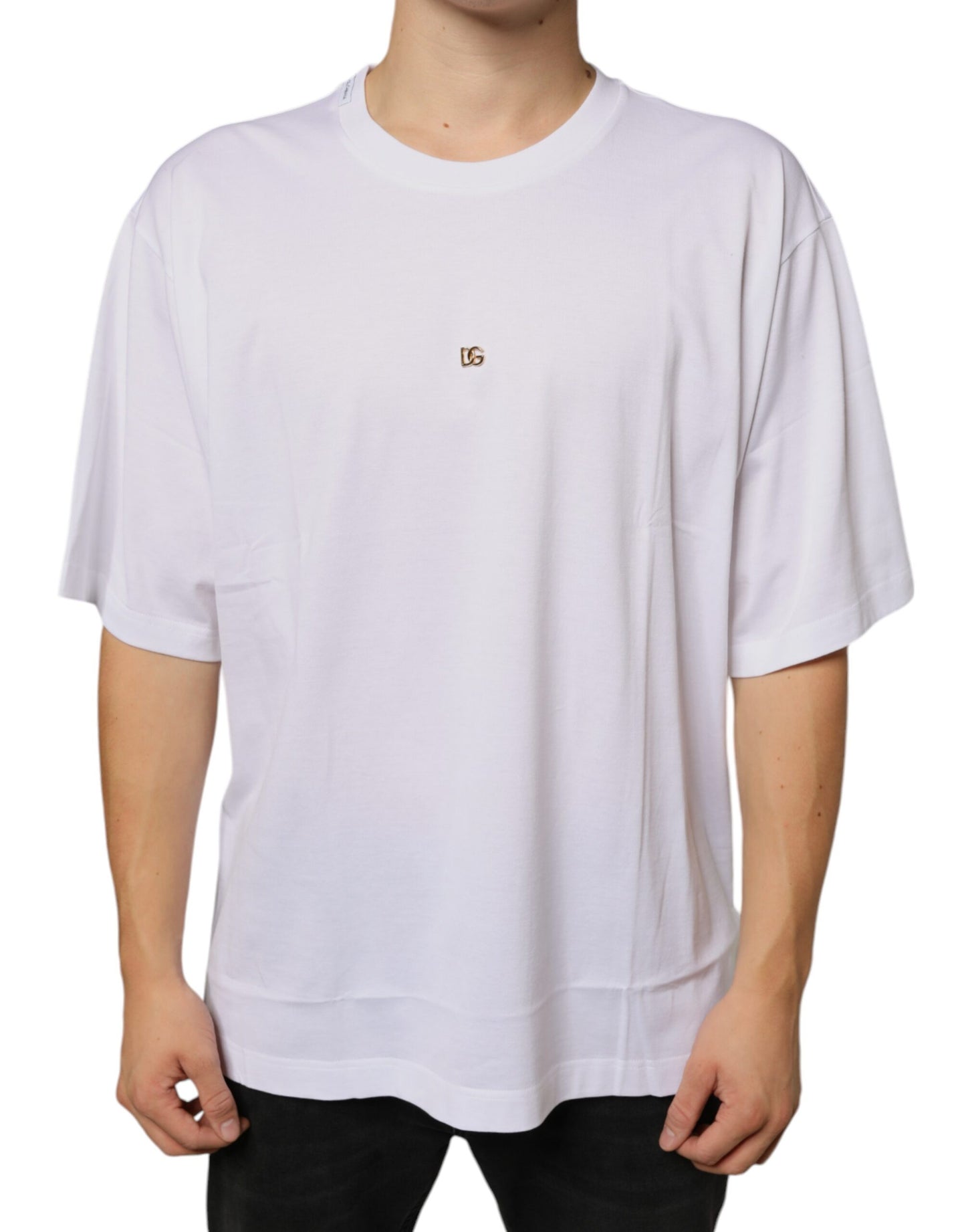- White Metal DG Logo Cotton Short Sleeves T-shirt