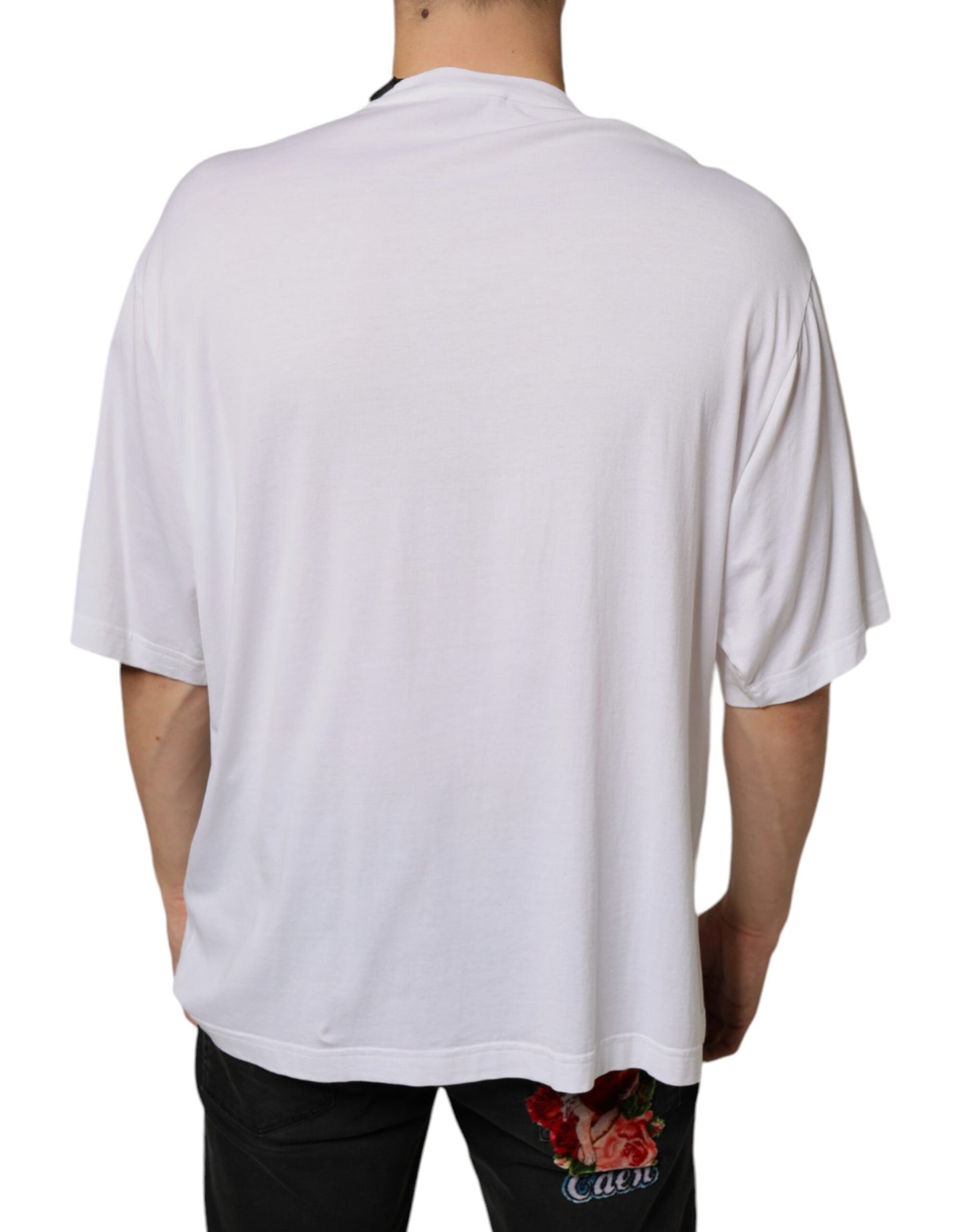 - White Cotton Necklace Embellished T-shirt
