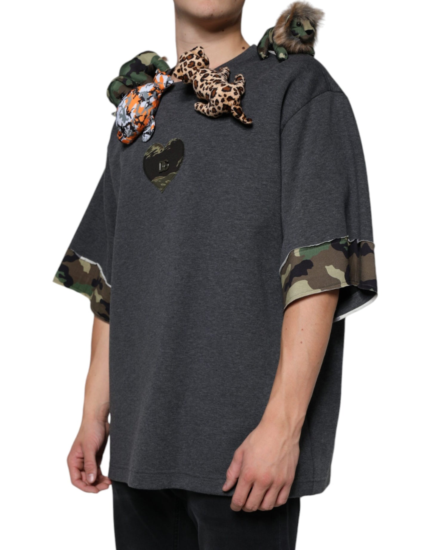 Gray Camouflage Animal Stuff Cotton T-shirt - The Luxe Alliance