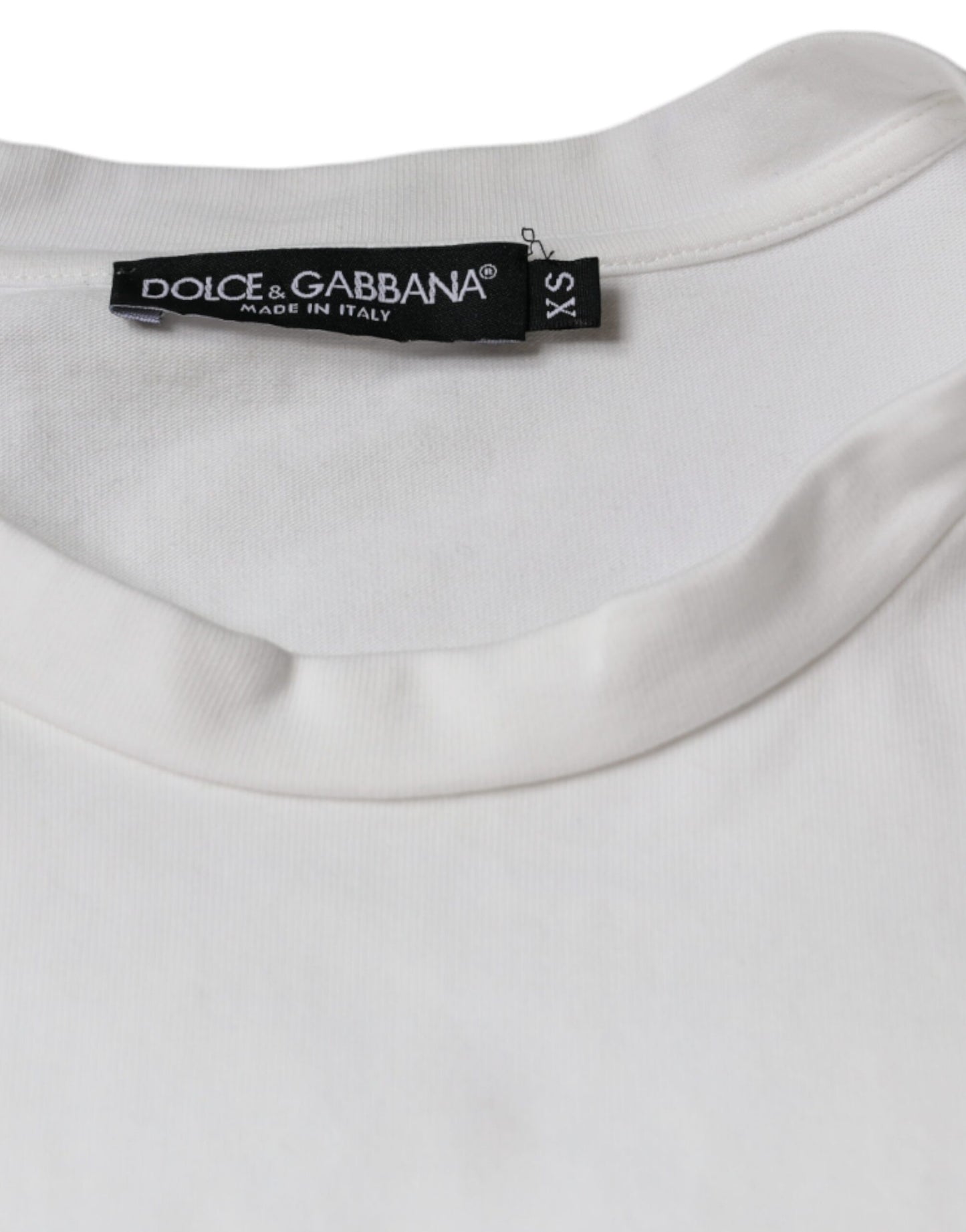 - White Cotton DG Logo Print Casual T-shirt