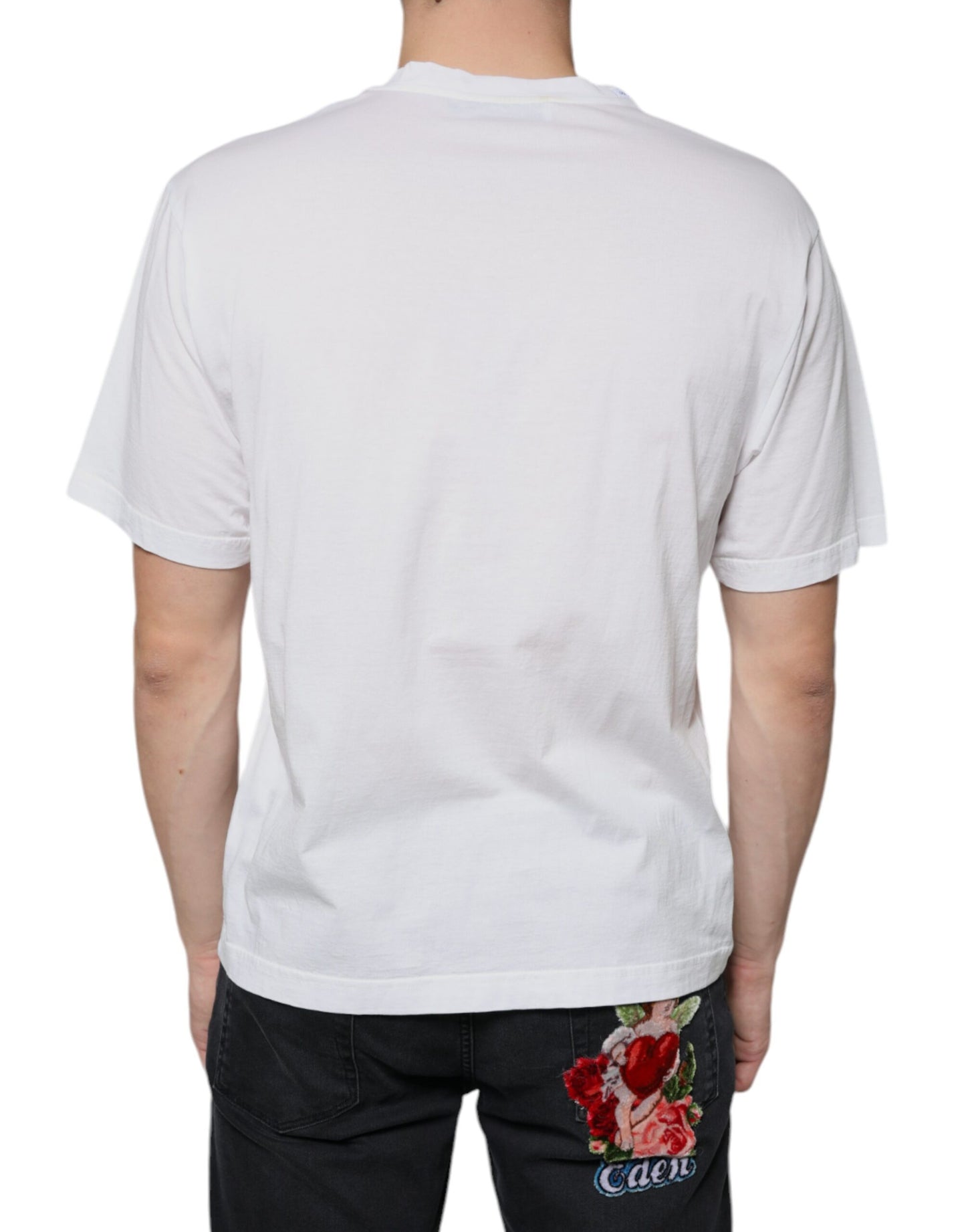 - White Cotton DG Logo Print Casual T-shirt