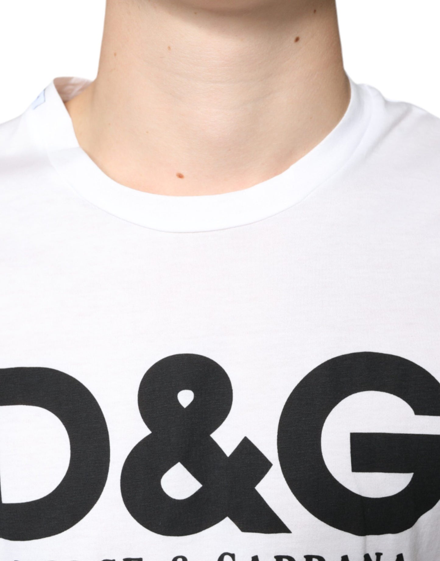 - White Cotton DG Logo Print Casual T-shirt