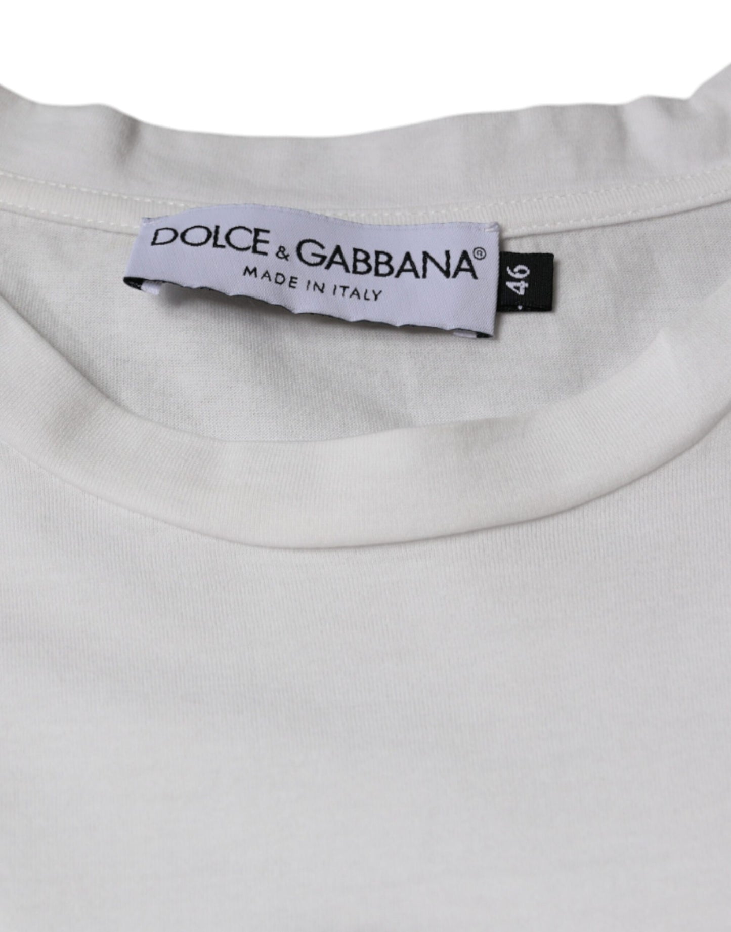 - White Cotton DG Logo Print Casual T-shirt