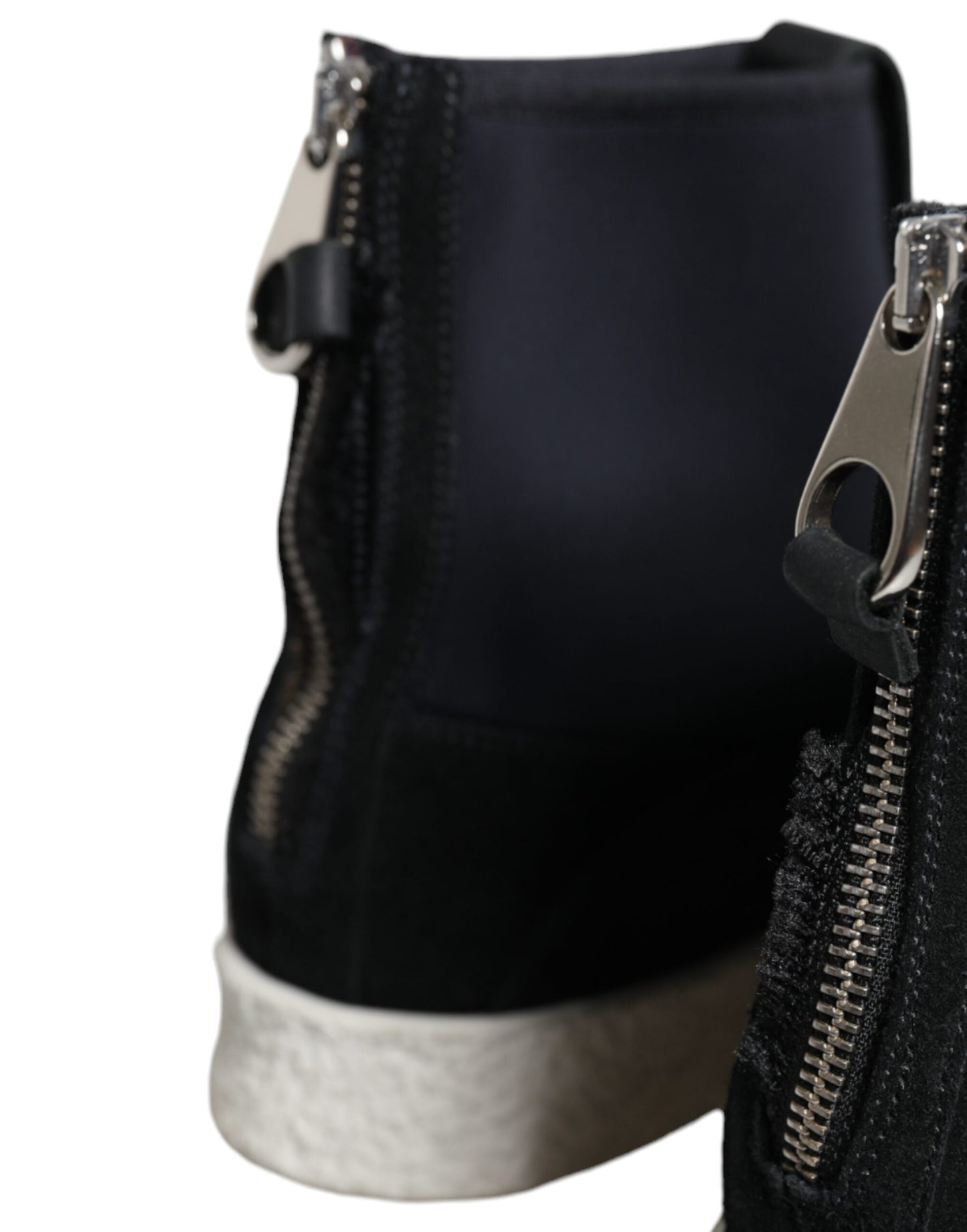 - Black White Neoprene Takeshi Mid Calf Boots Shoes