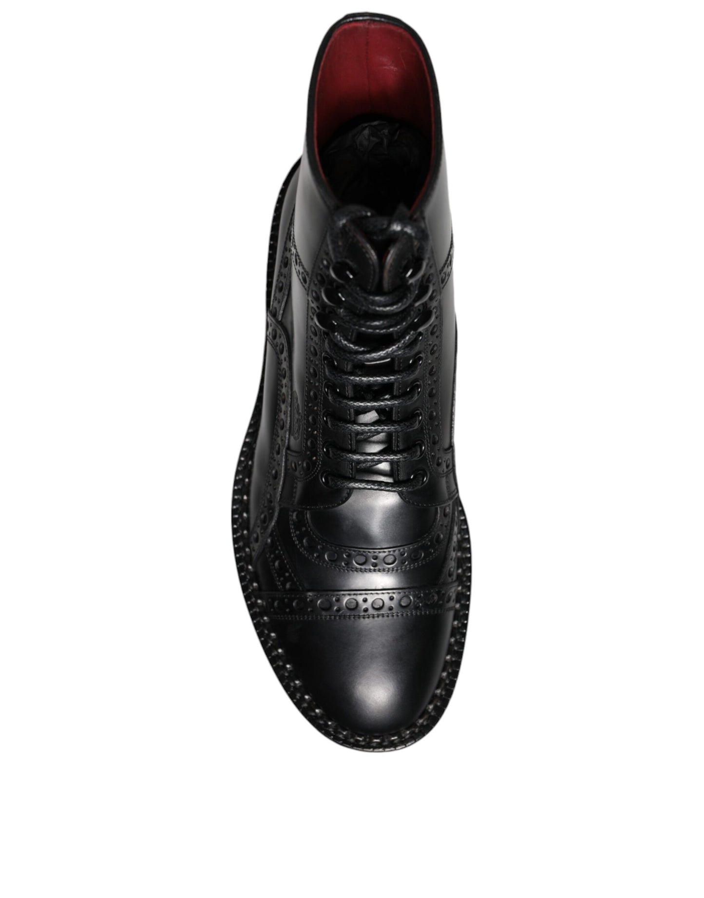 - Black Leather Lace Up Mid Calf Boots Shoes