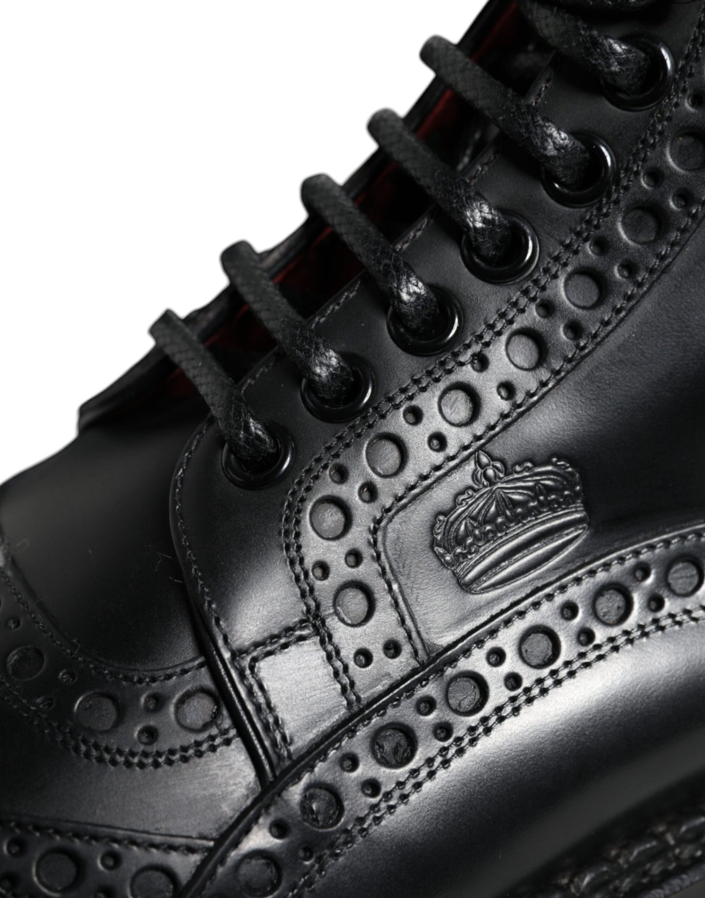 - Black Leather Lace Up Mid Calf Boots Shoes