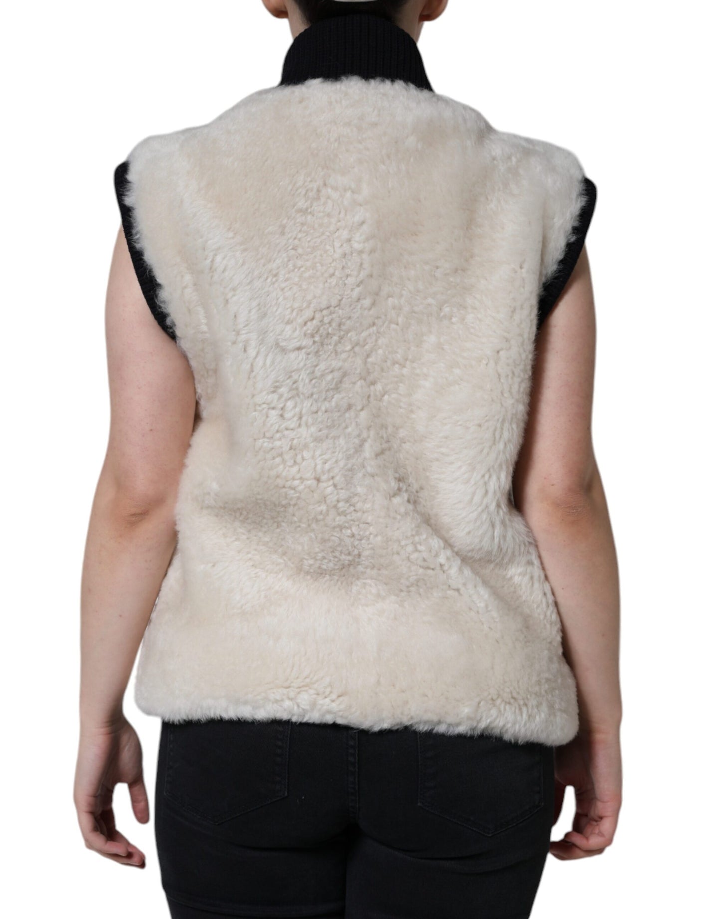 - White WARRENFORD Shearling Leather Vest Coat Jacket