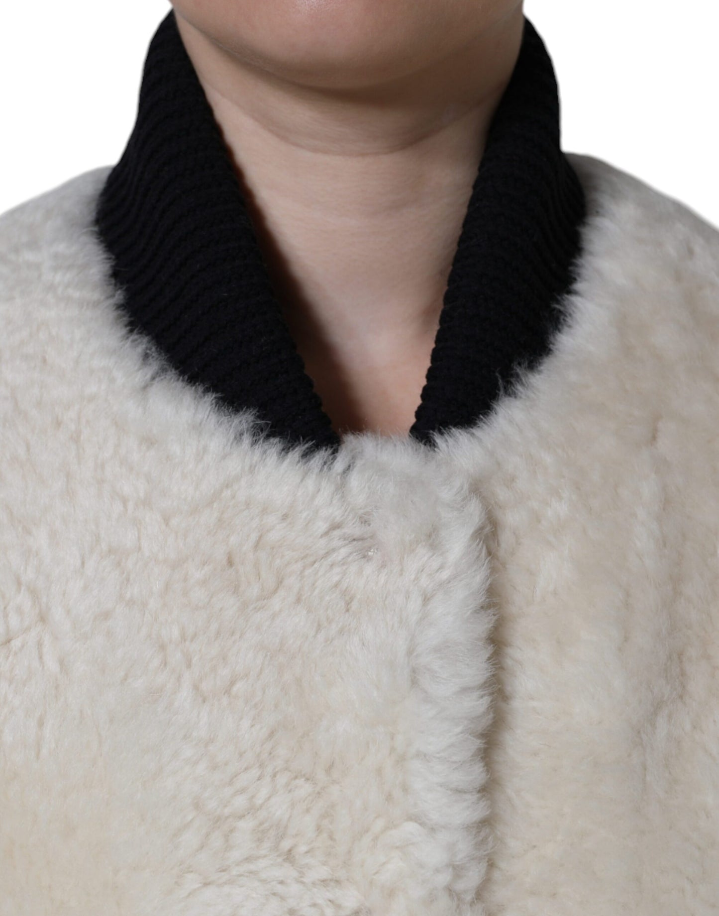 - White WARRENFORD Shearling Leather Vest Coat Jacket