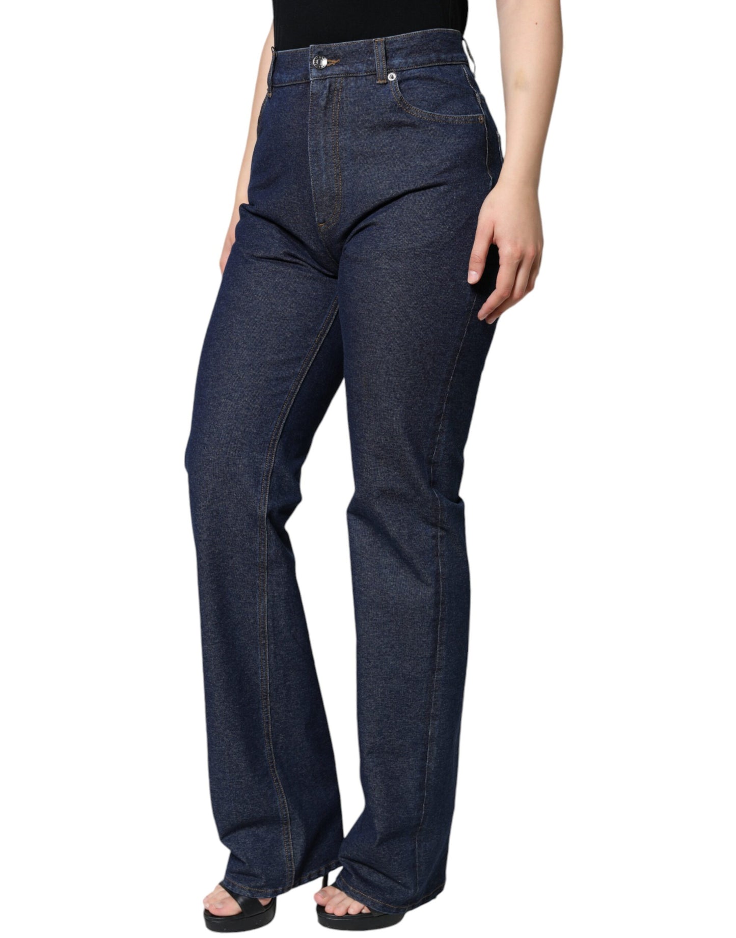 - Dark Blue Cotton Stretch Straight Denim Jeans