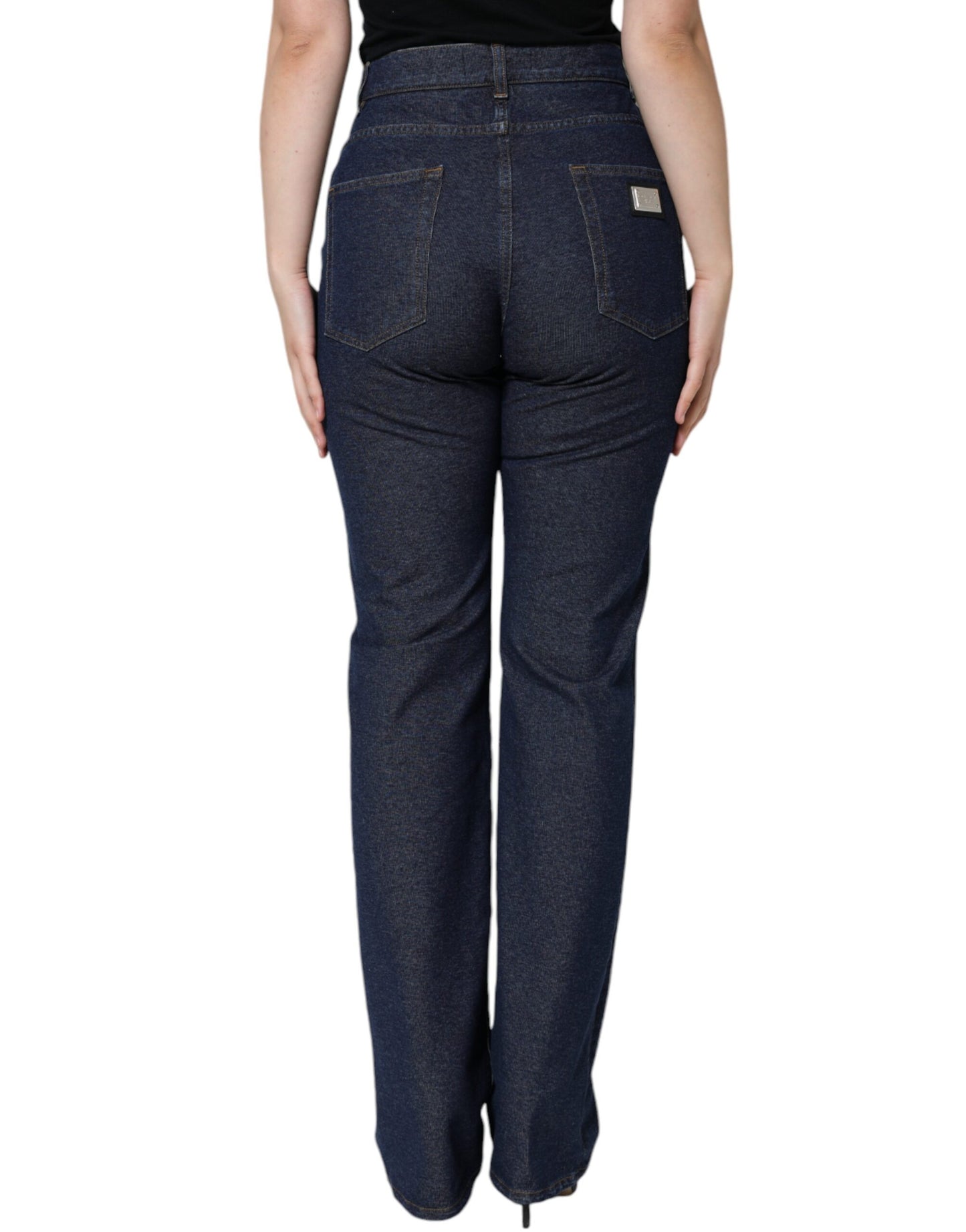 - Dark Blue Cotton Stretch Straight Denim Jeans