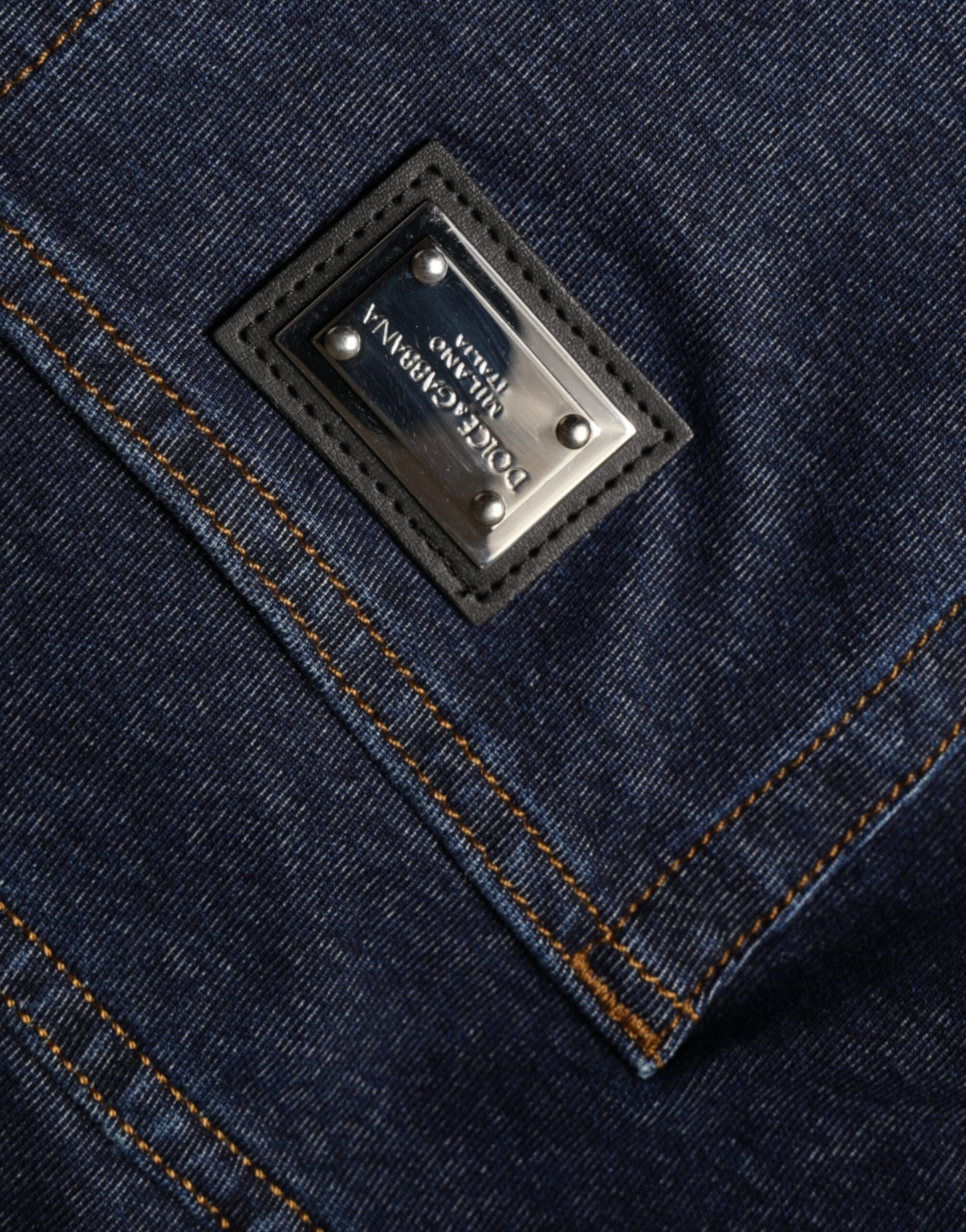 - Dark Blue Cotton Stretch Straight Denim Jeans