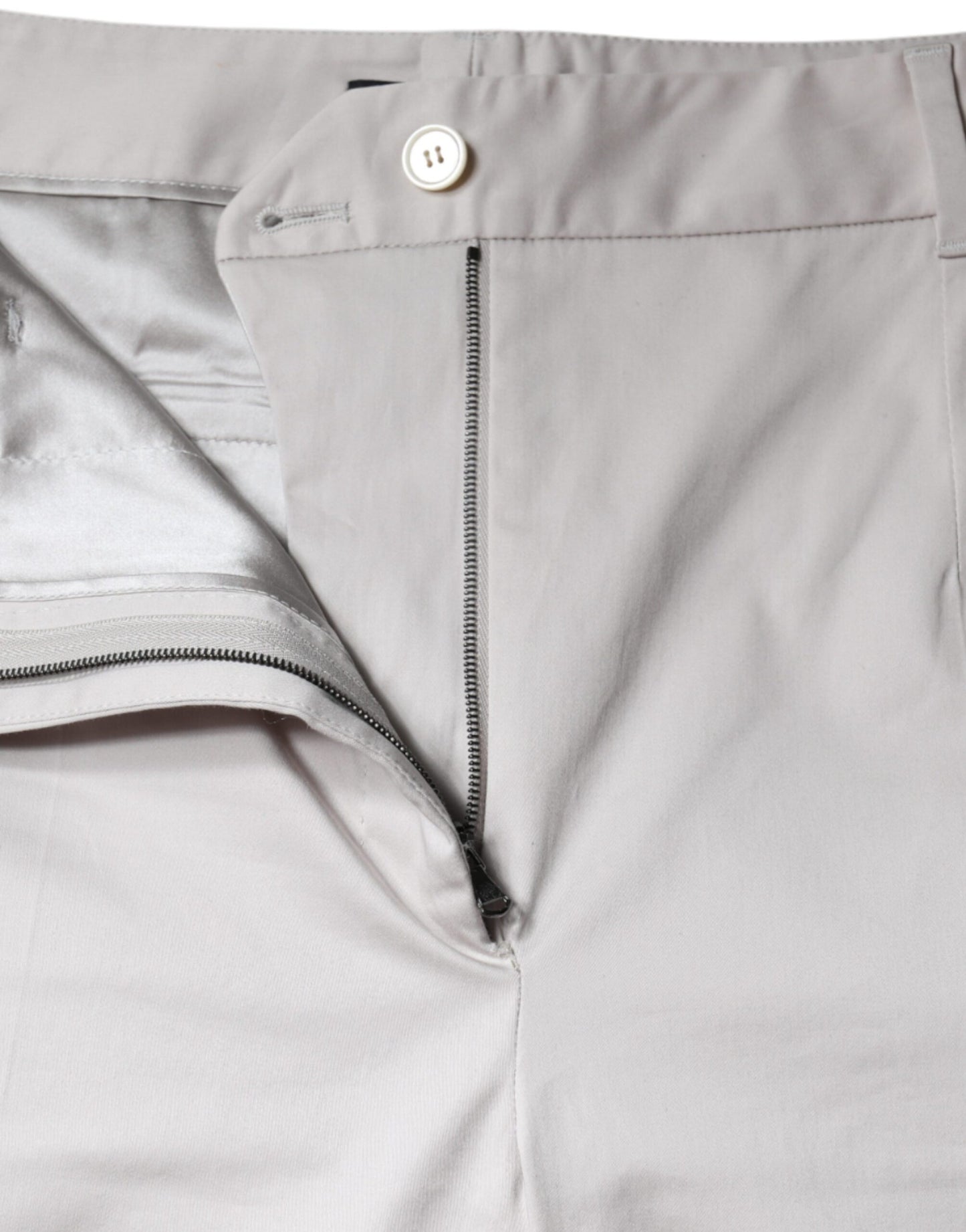 - White Cotton Mid Waist Cropped Skinny Pants