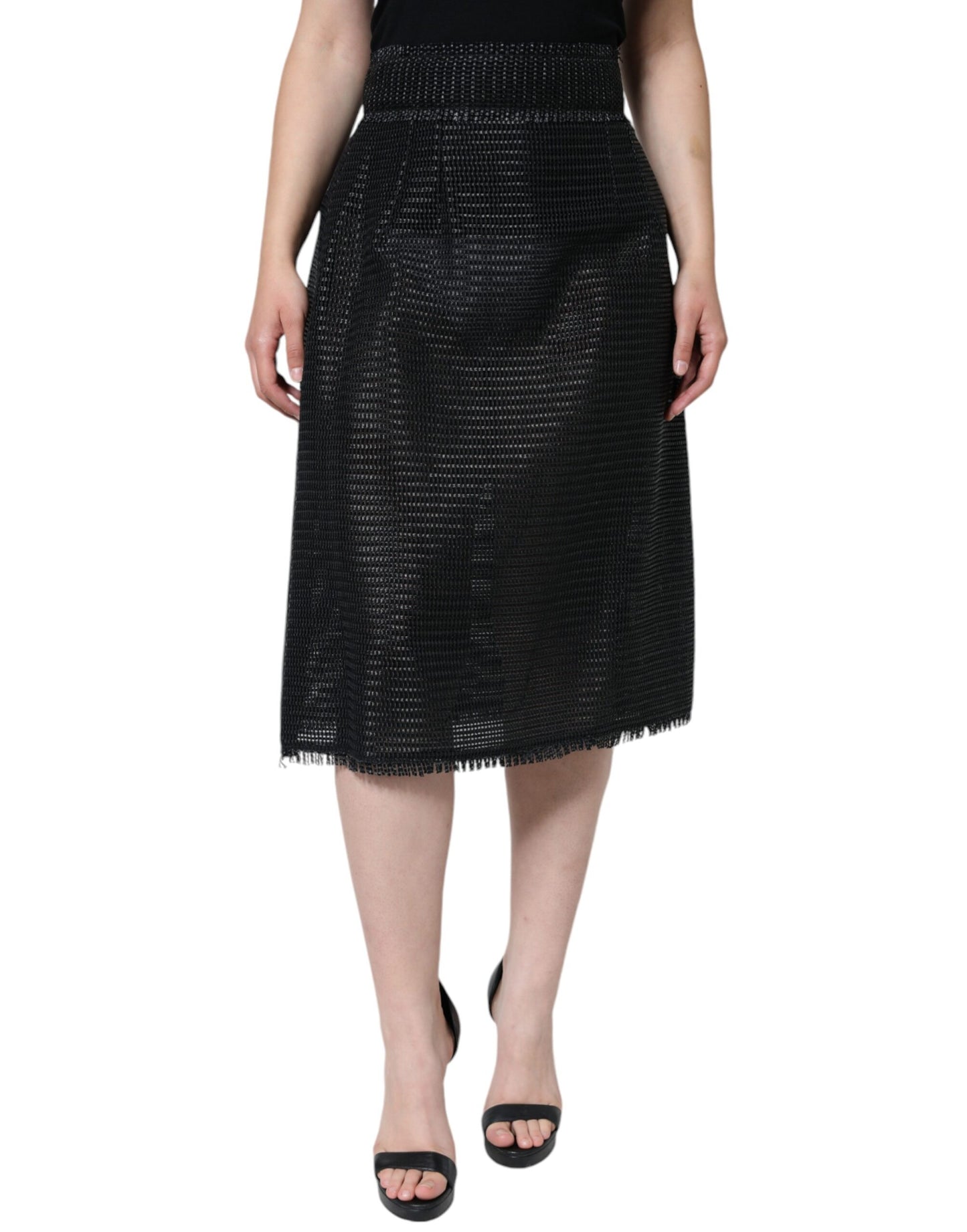 - Black Viscose High Waist Pencil Cut Skirt