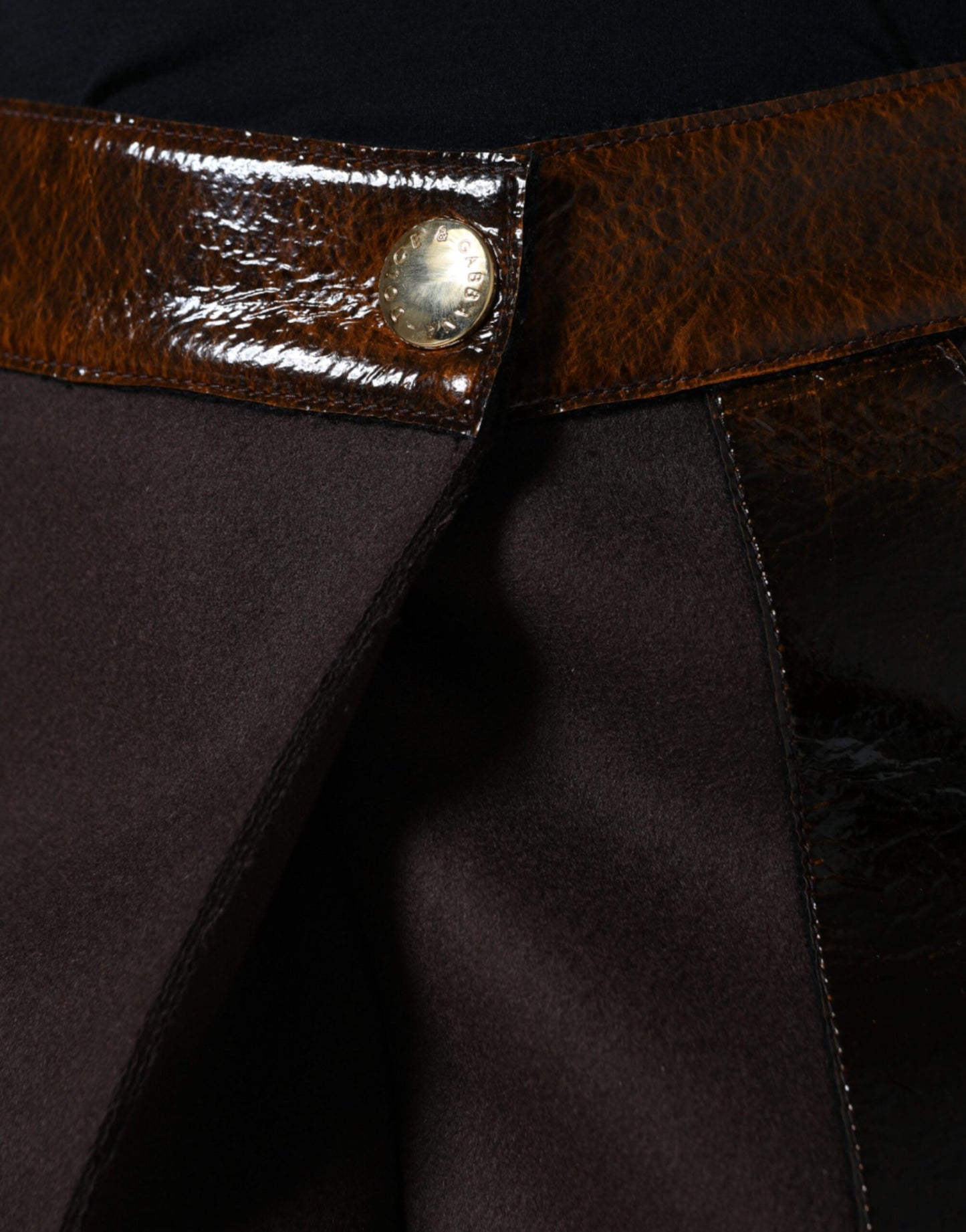 - Brown Virgin Wool Mid Waist A-line Mini Skirt