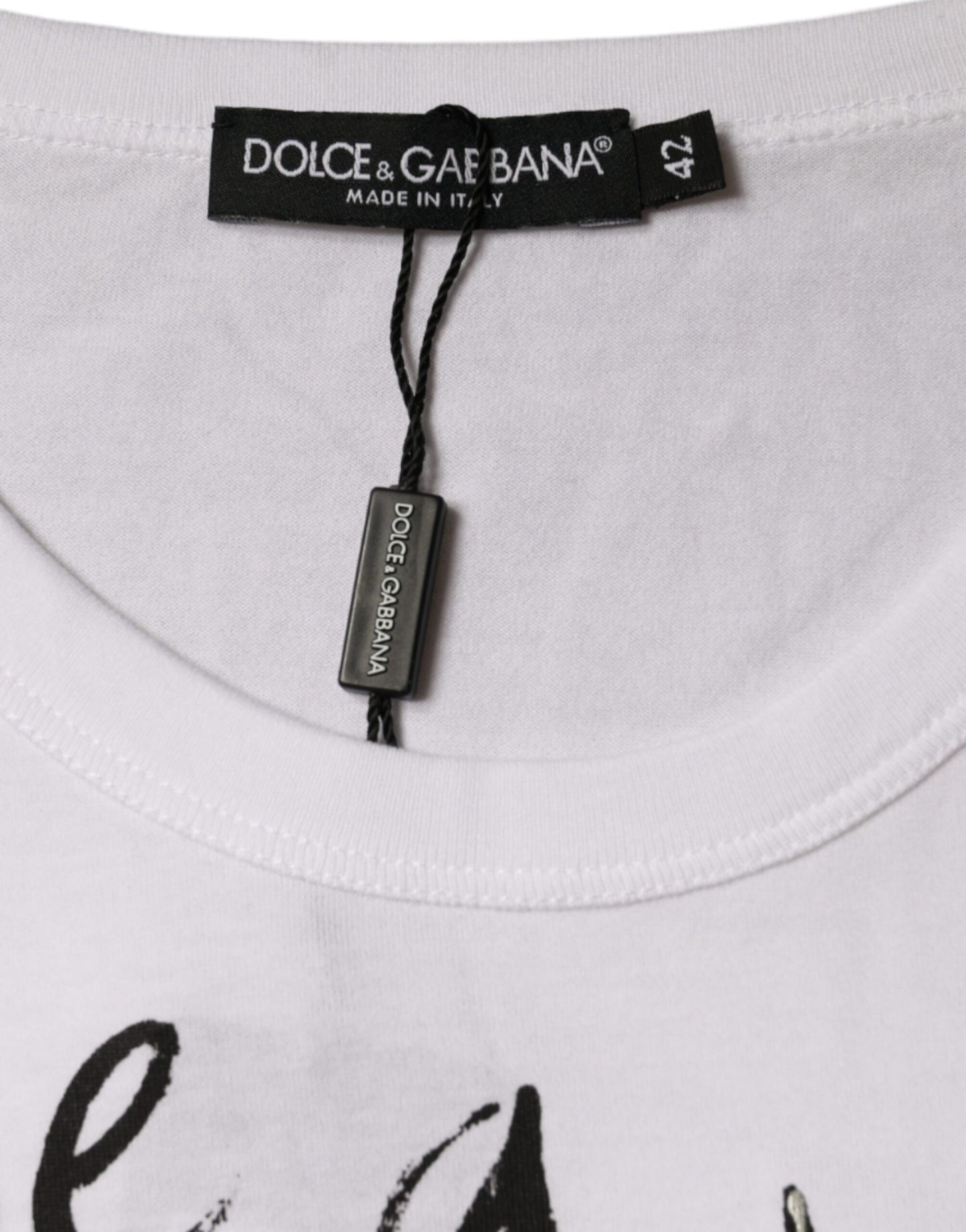 - White Cotton Logo Print Round Neck T-shirt
