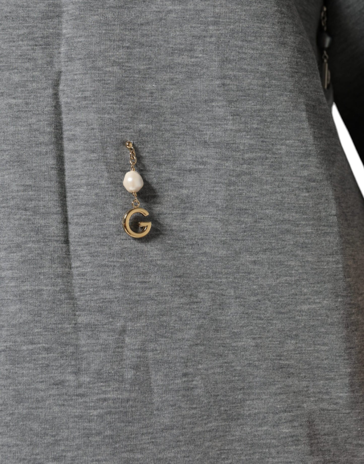 - Gray Cotton Blend Embellished Tee T-shirt