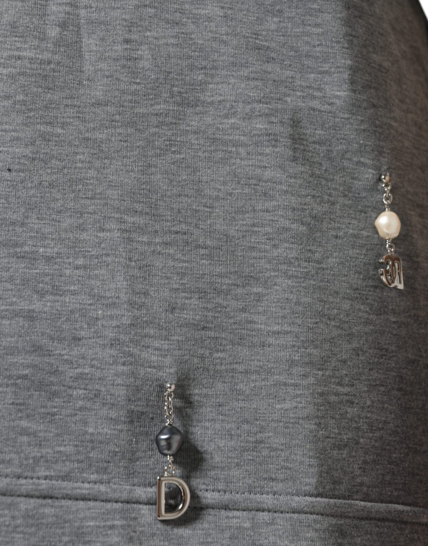 - Gray Cotton Blend Embellished Tee T-shirt
