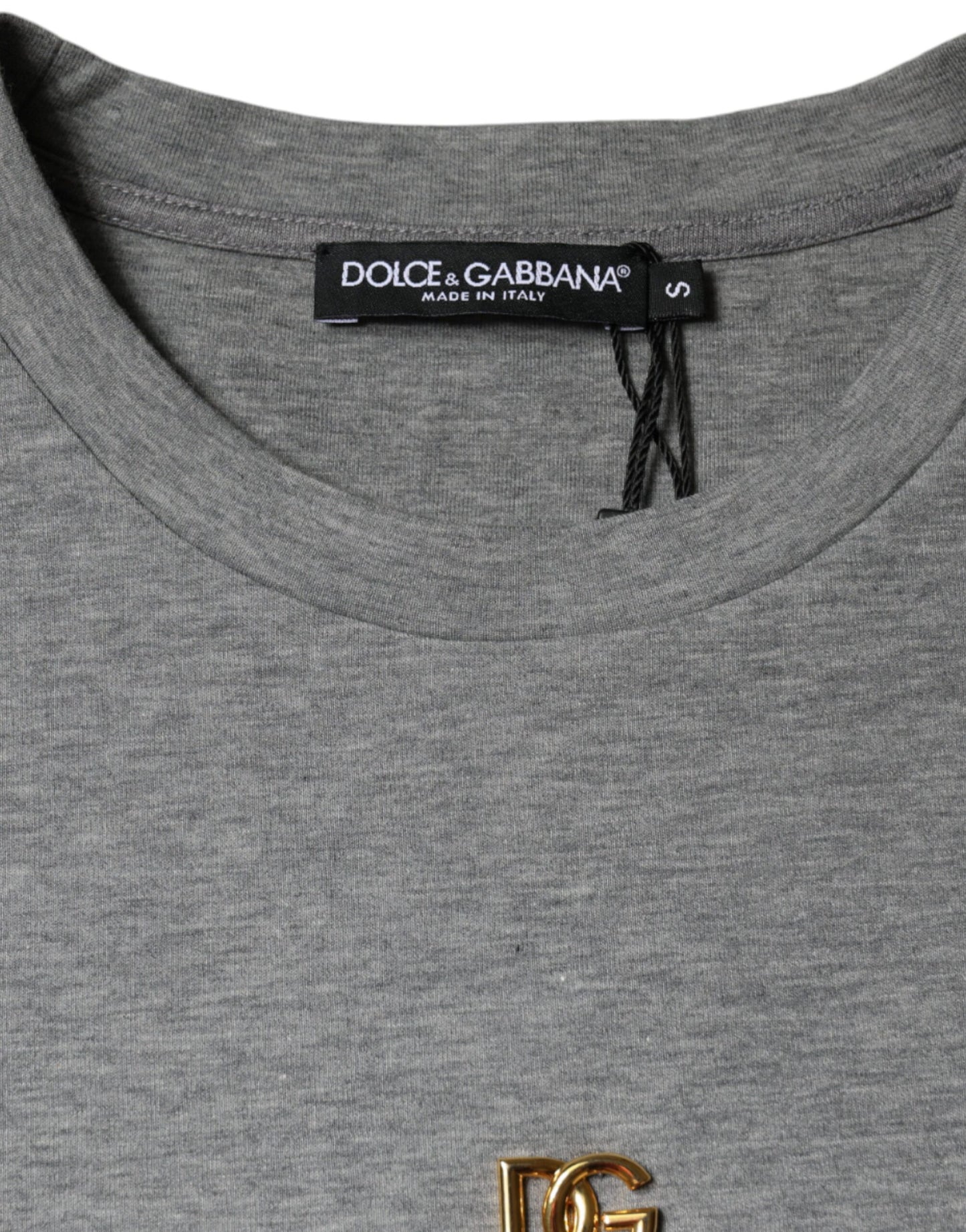 - Gray Cotton Blend Embellished Tee T-shirt