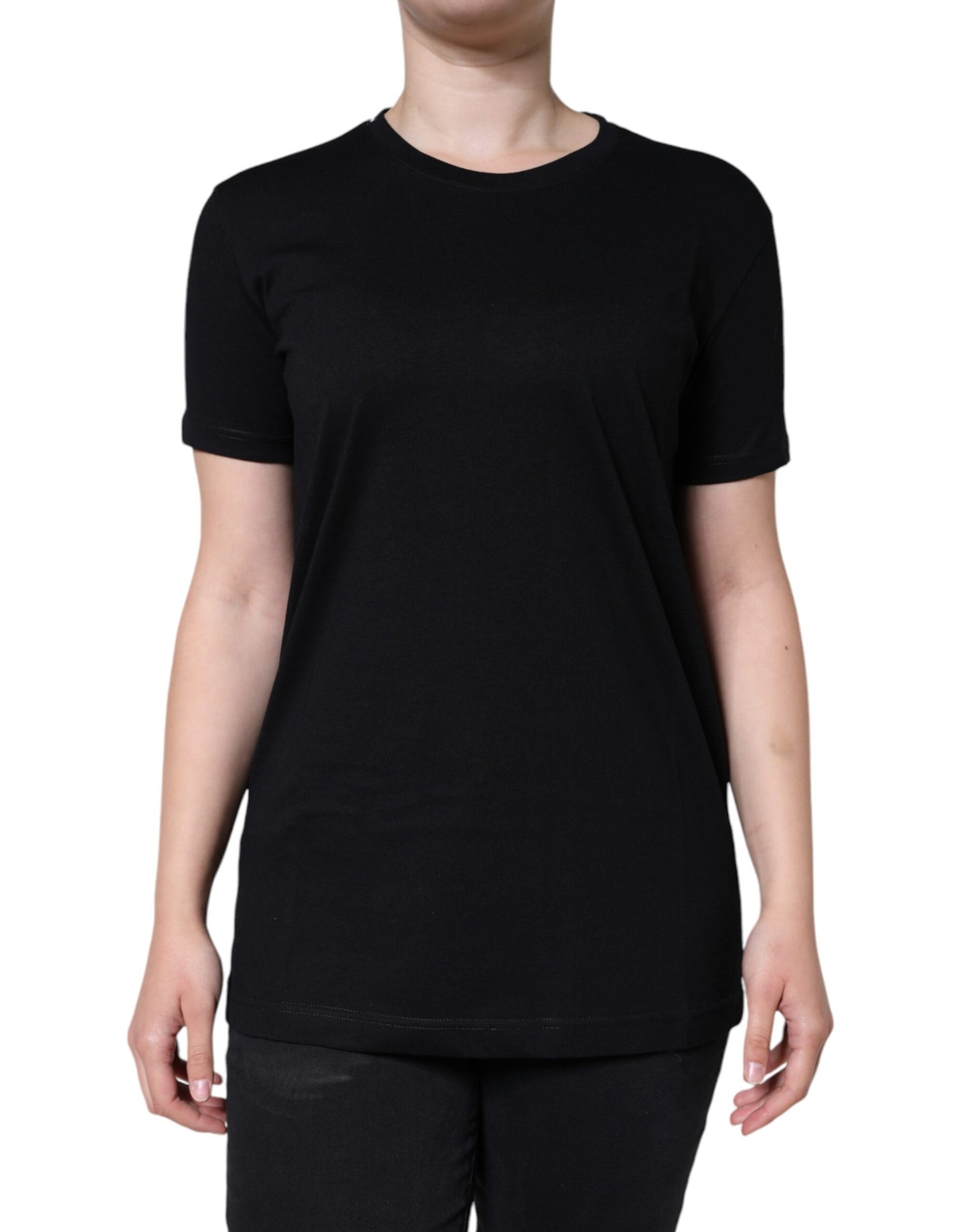 - Black Cotton Crew Neck Short Sleeve T-shirt