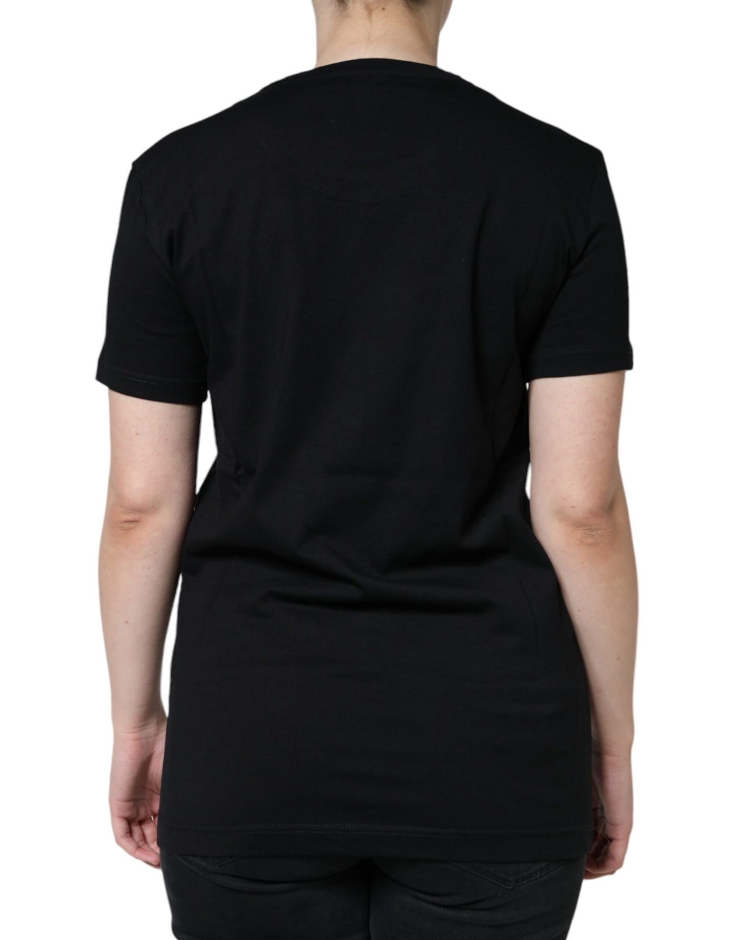 - Black Cotton Crew Neck Short Sleeve T-shirt