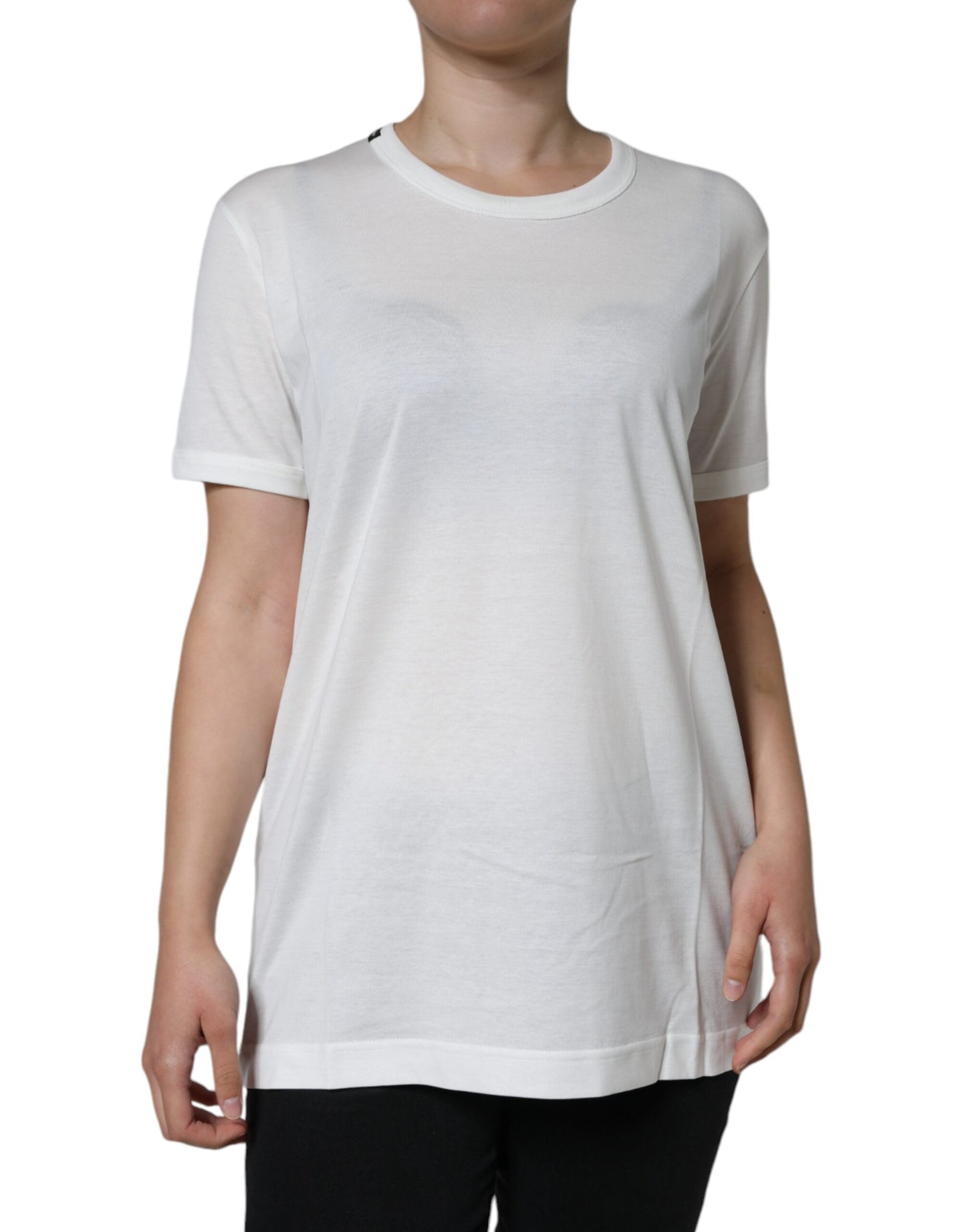 - White Cotton Crew Neck Short Sleeve T-shirt