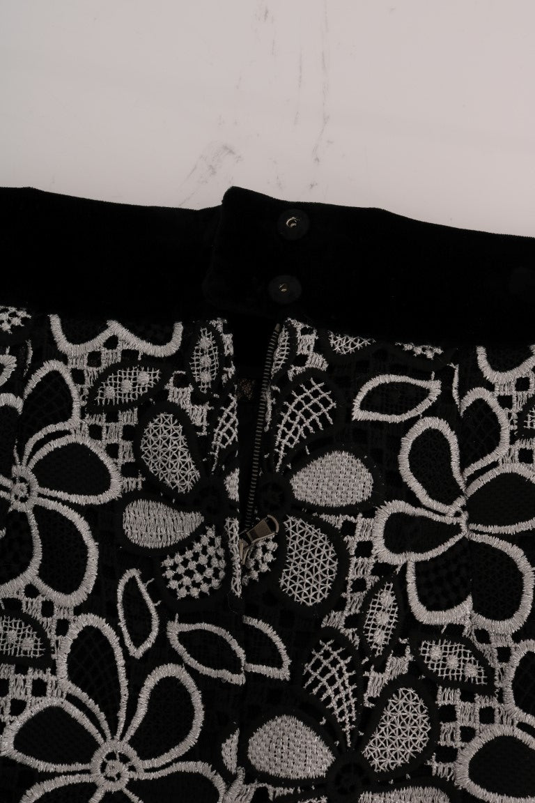 - Elegant Lace Mini Skirt with Crystal Details