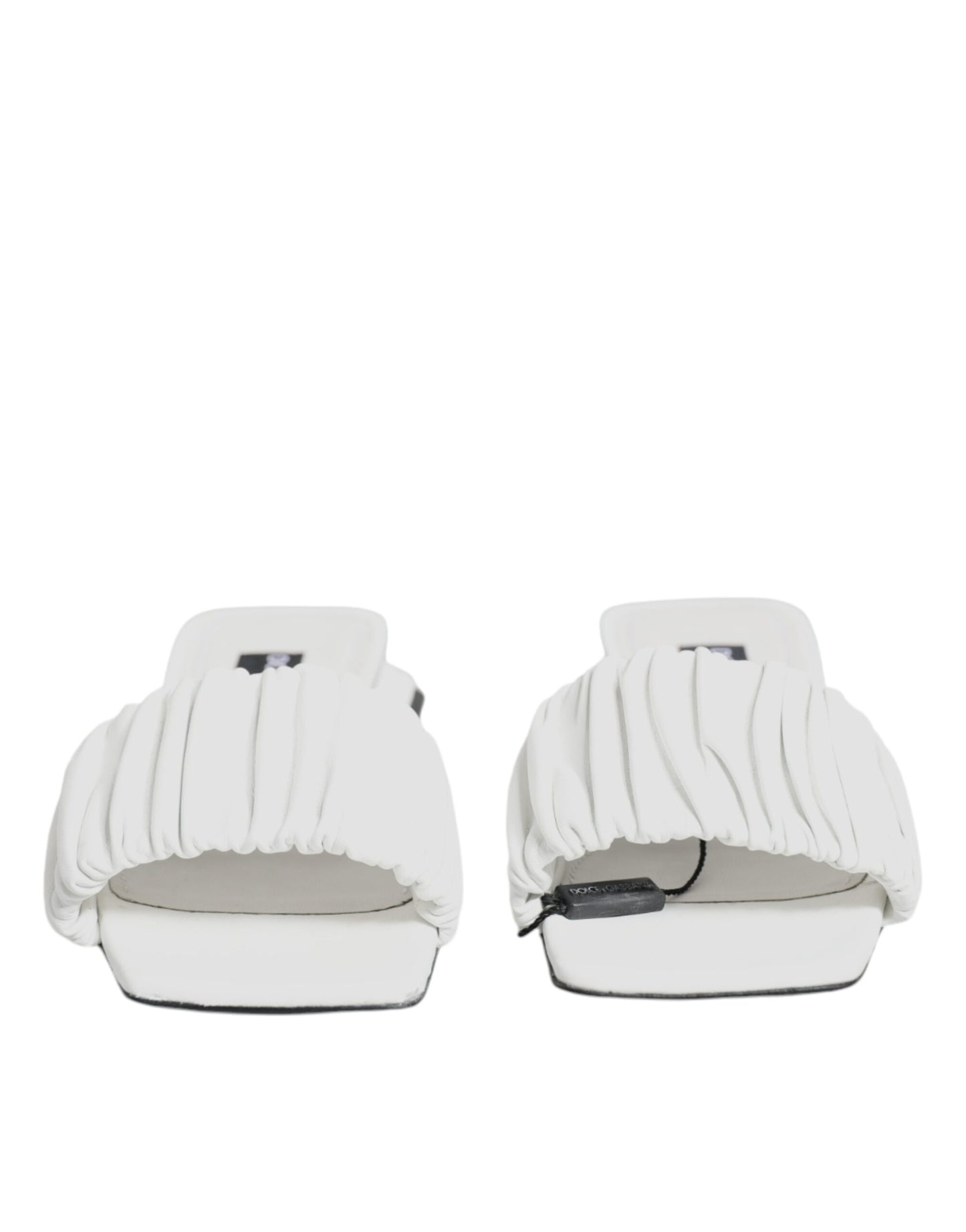 - White Leather Slides Flats Sandals Shoes