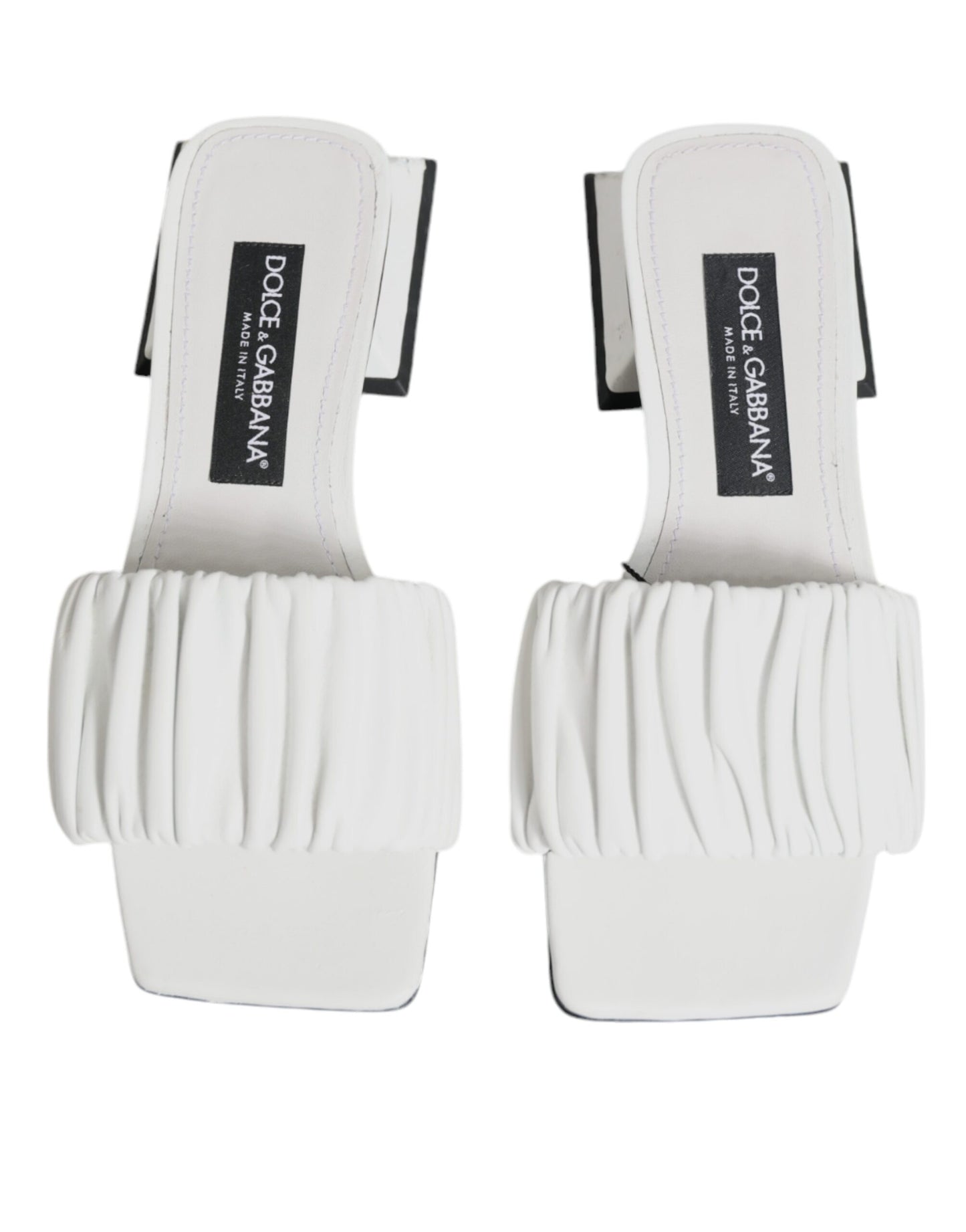 - White Leather Slides Flats Sandals Shoes