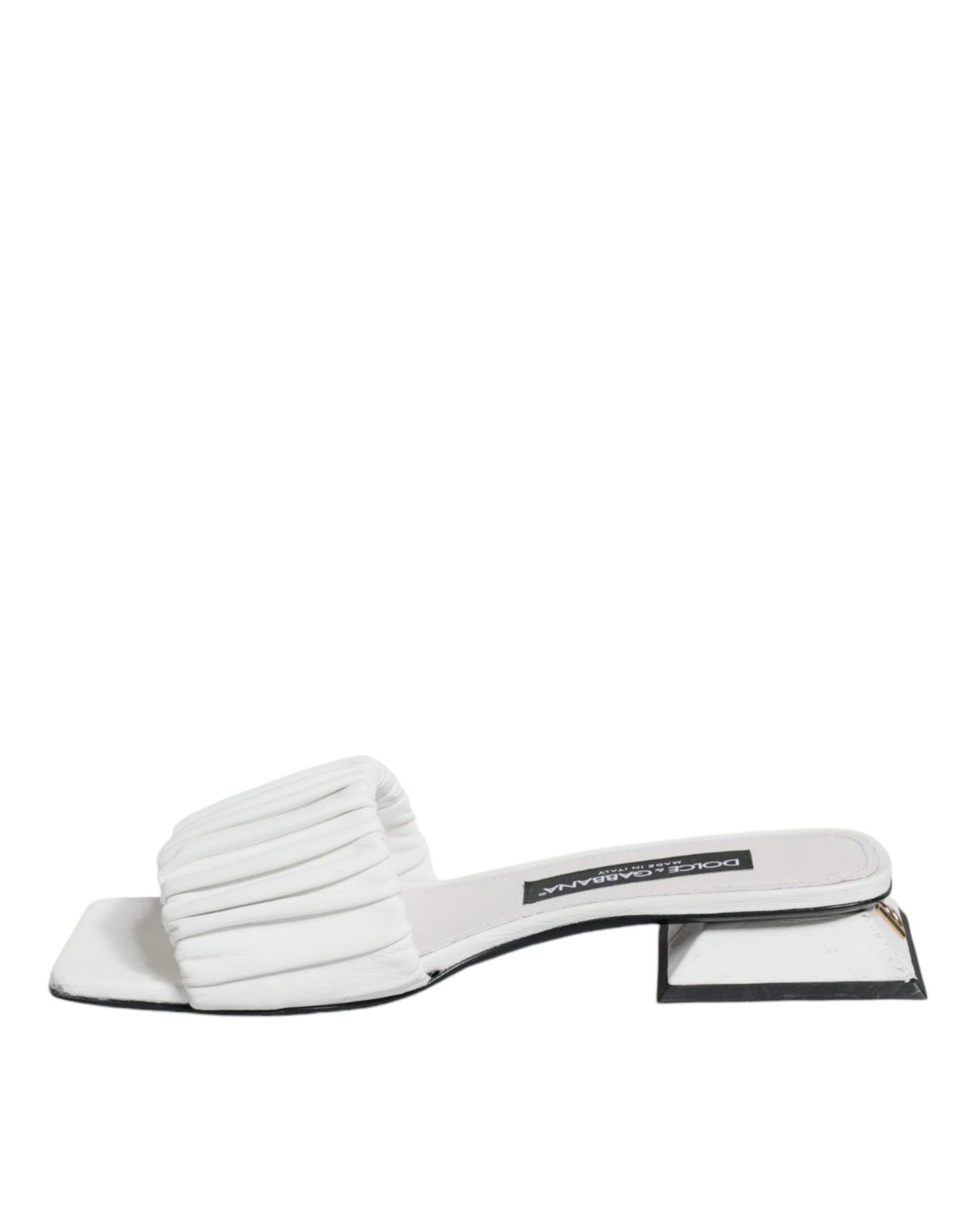 - White Leather Slides Flats Sandals Shoes