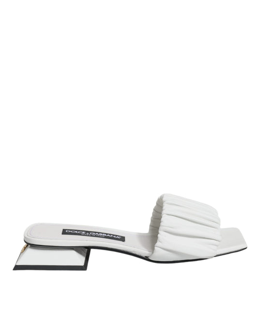 - White Leather Slides Flats Sandals Shoes