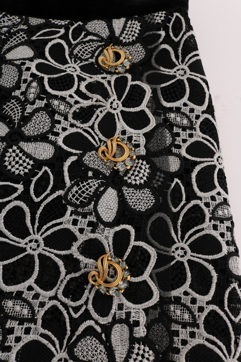 - Elegant Lace Mini Skirt with Crystal Details